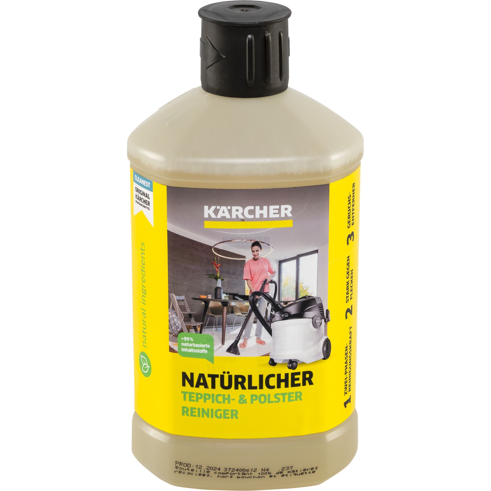 Flasche, Person, Schüttler, Teppichreiniger, Naturreiniger, Polsterreiniger, Kärcher, Reinigungsmittel