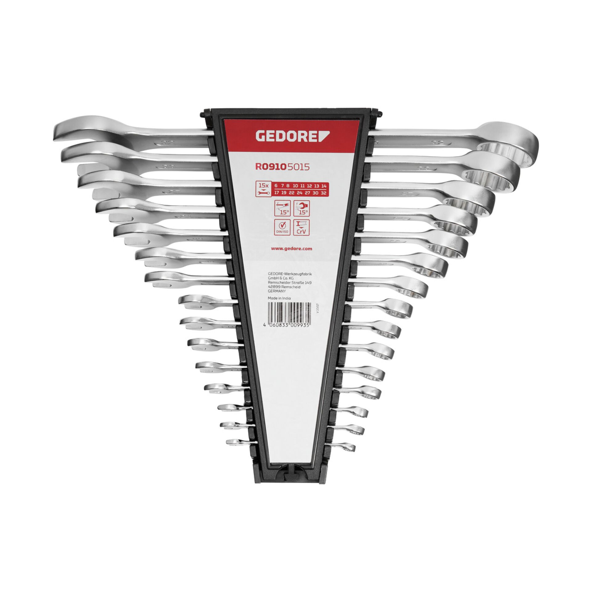GEDORE red Ratchet Spanner Set  metric 15-pieces