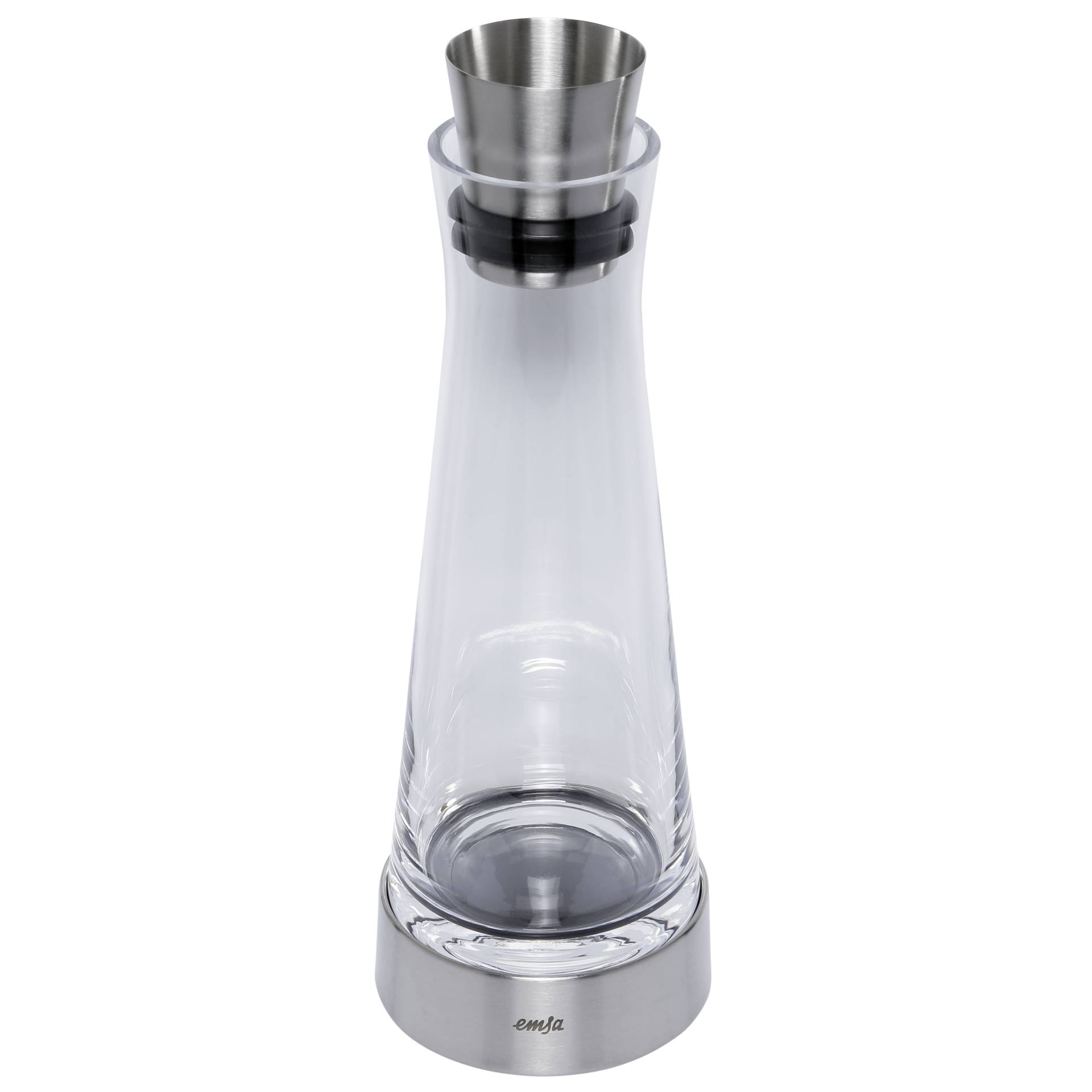 Karaffe, Glas, Stil Edelstahl, Kunststoffgriff, Klarglas
