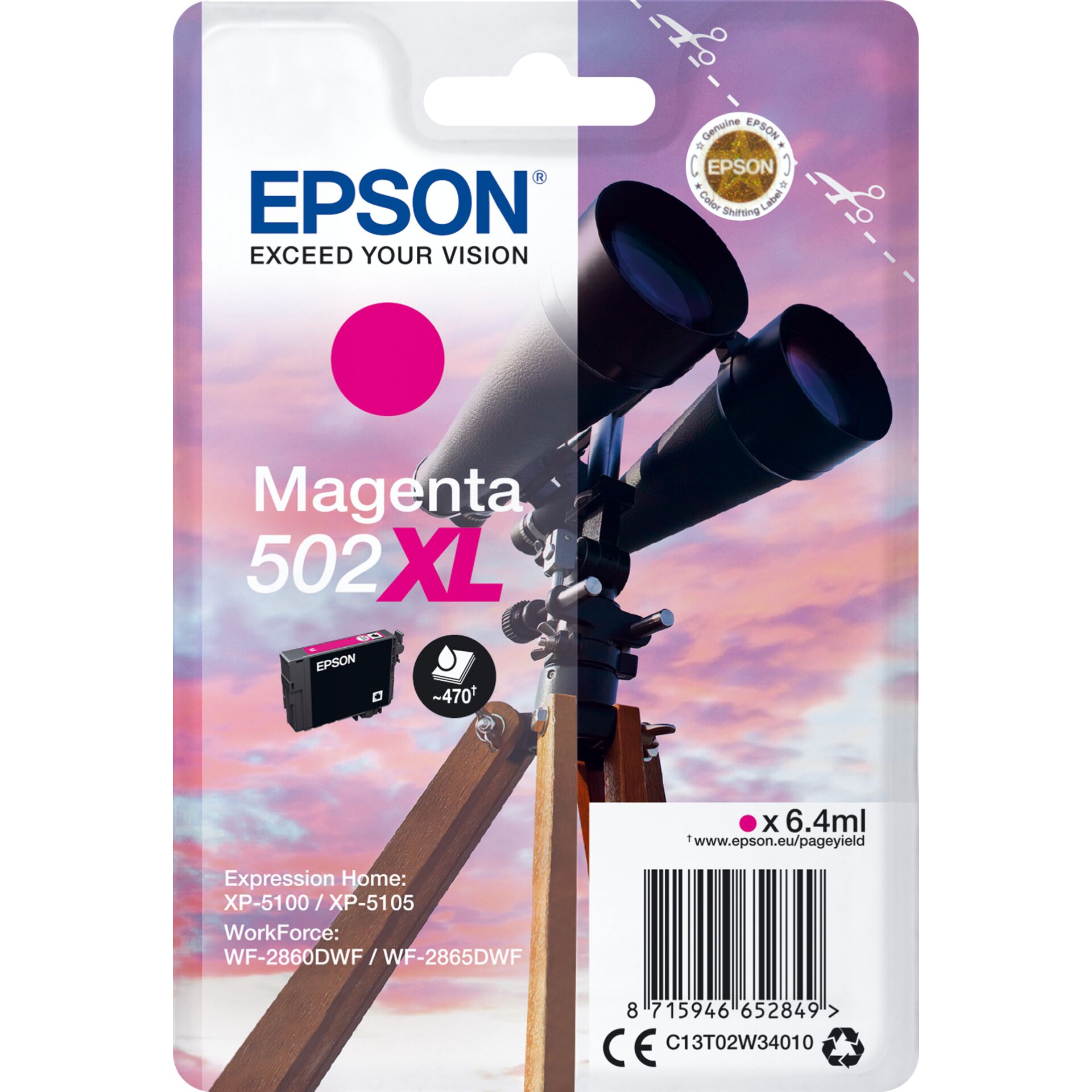 Epson ink cartridge magenta  502 XL                    T 02W3