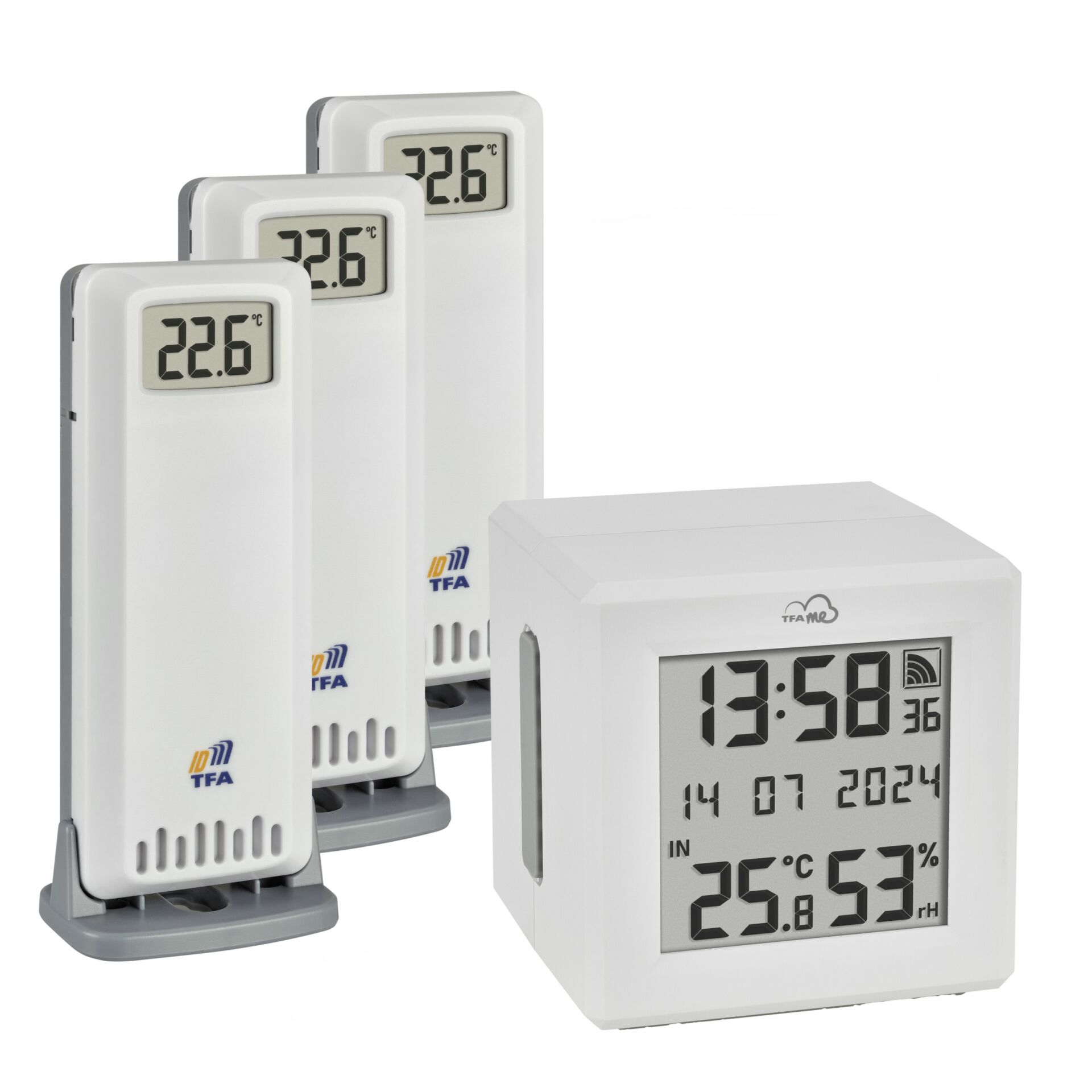 Thermometer, Digital display, Wetterstation, Luftfeuchtigkeitssensor, Mehrteilige Einheit