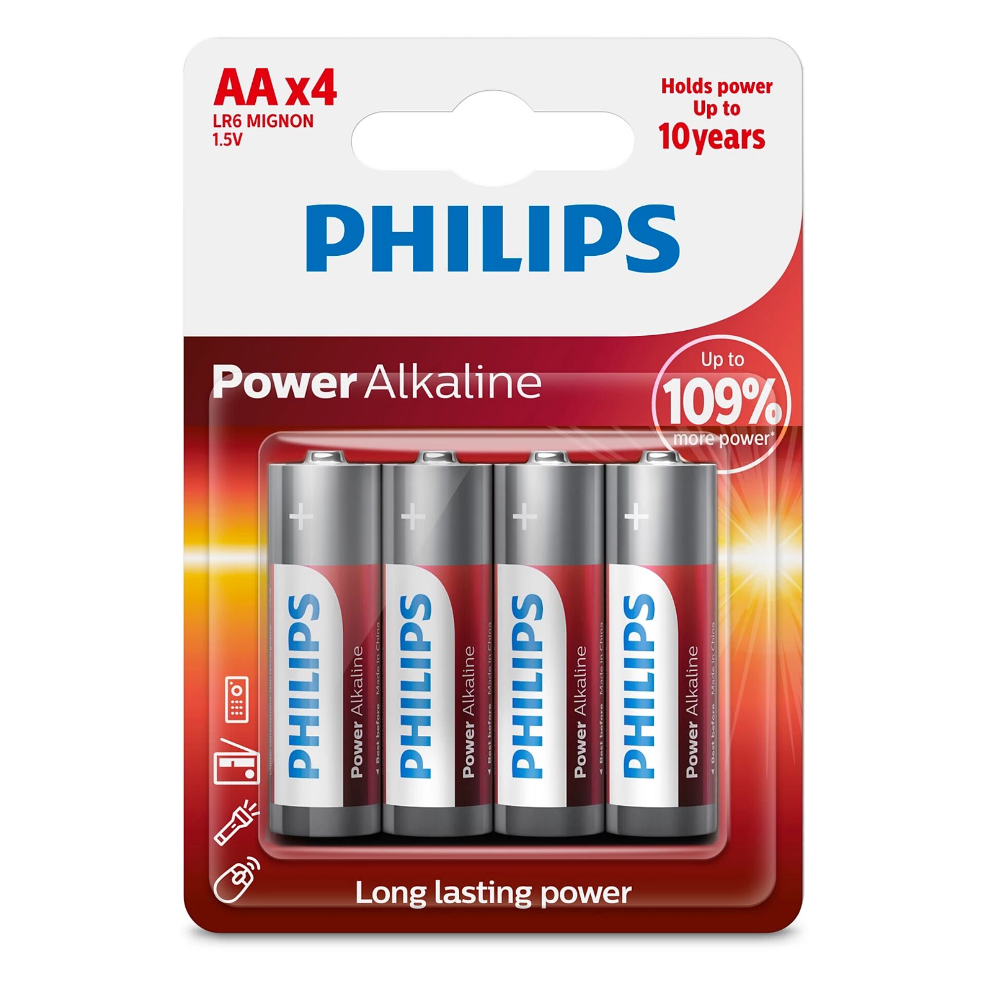 1x4 Philips Power Alkaline AA  battery