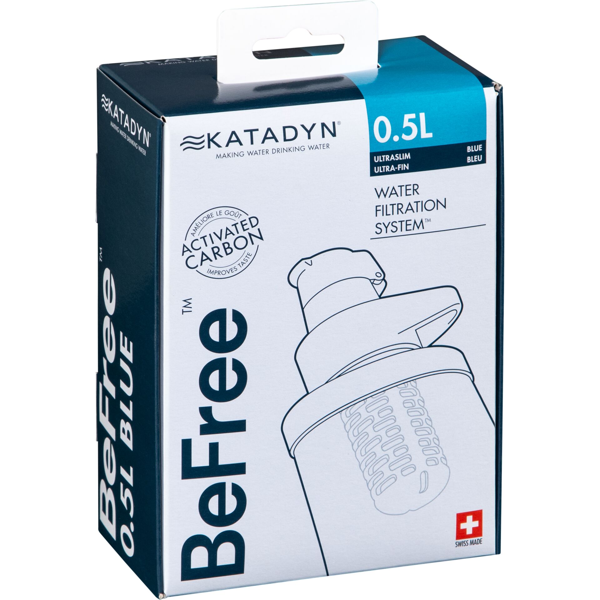 wasser, flasche, filtersystem, aktivkohle, blue