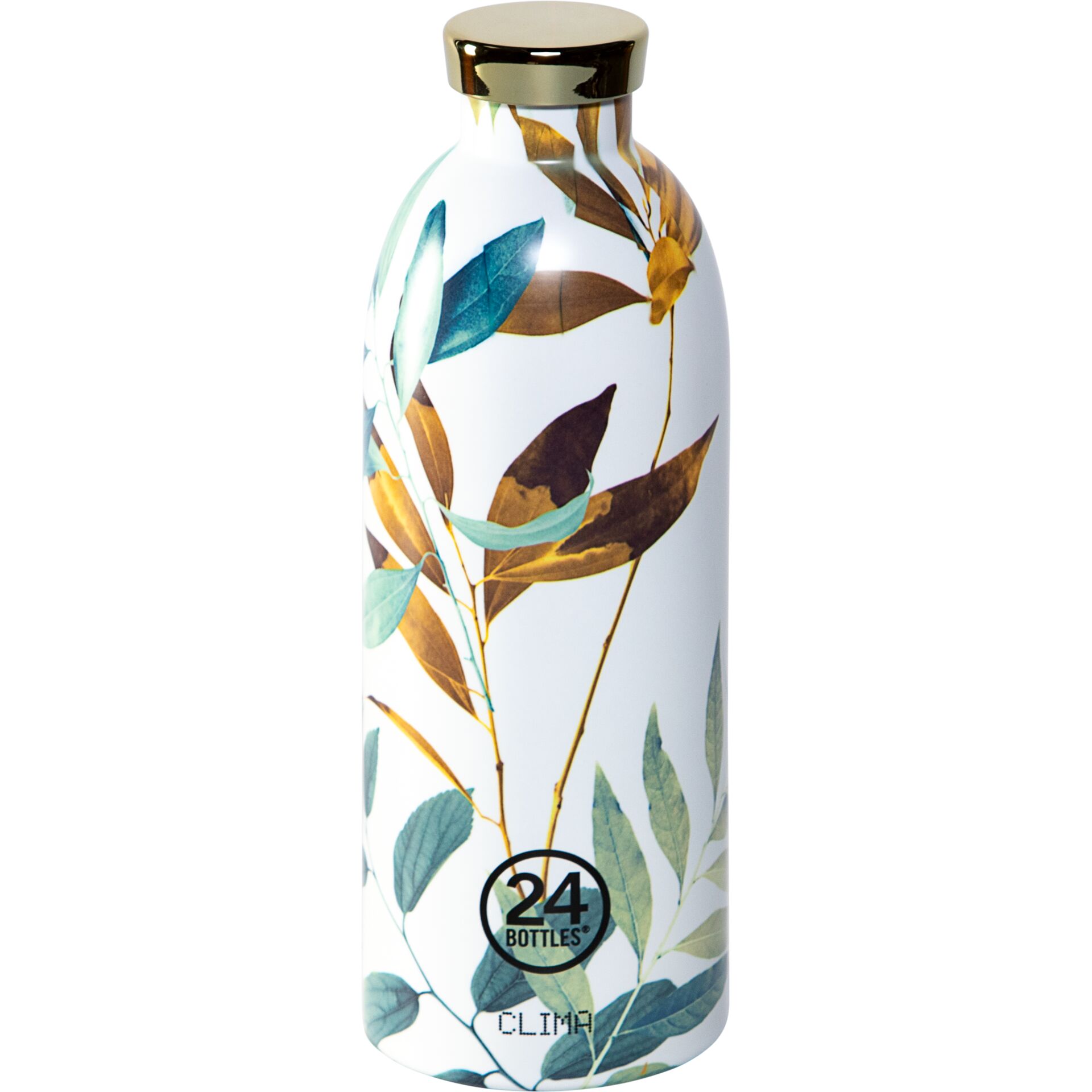 Flasche aus Glas, Blätter Muster, weiße Flasche, Goldkappe, 24 Bottles