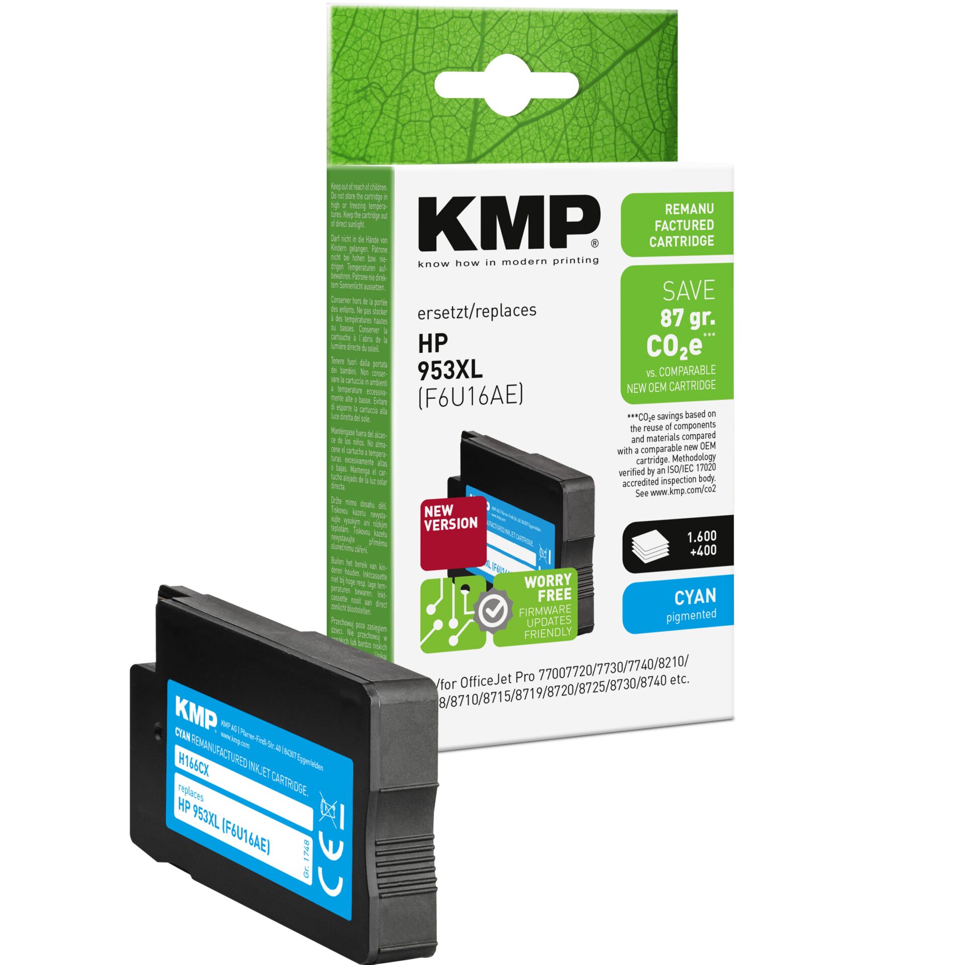 Adapter, Elektronik, Hardware, Computerausrüstung, QR Code, KMP Ink Cartridge, HP 953XL Refill, Cyan Ink Cartridge, Ink Cartridge Replacement, CO2e Reductions