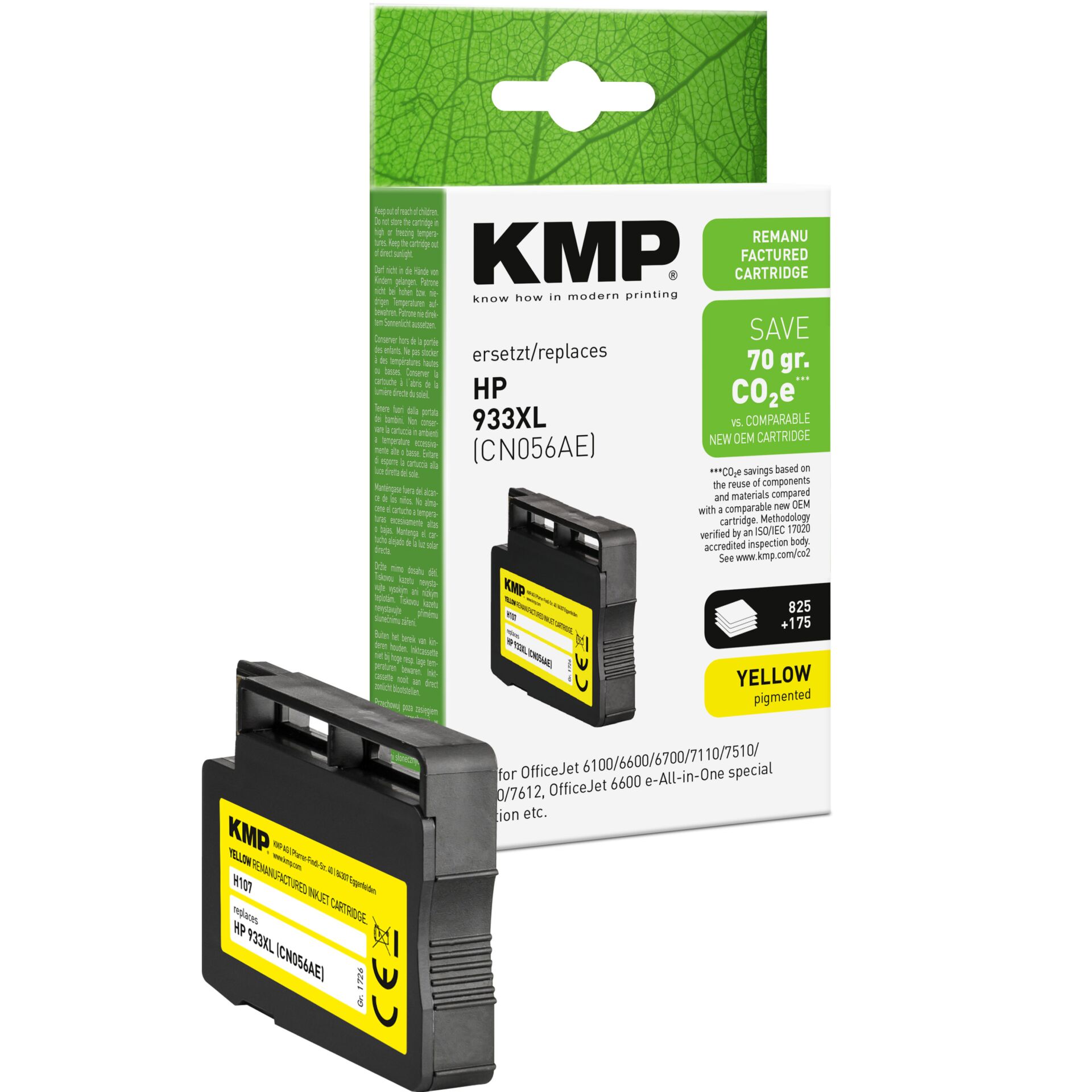 Tintenpatrone, HP 933XL, Gelb, nachfüllbar, KMP Ersatz