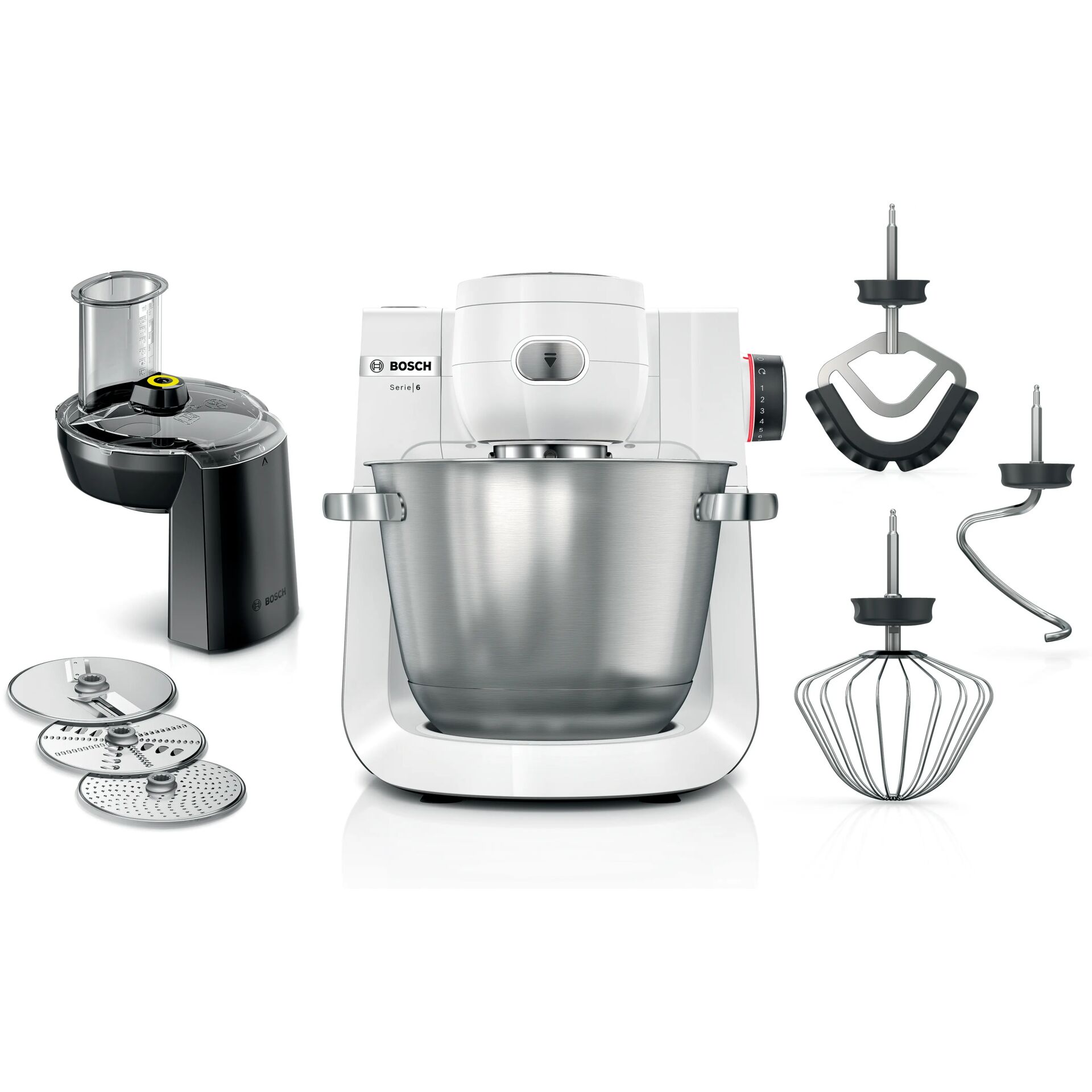 Küchenmaschine, Standmixer, Rührwerk, Schüssel Edelstahl, Zubehörset