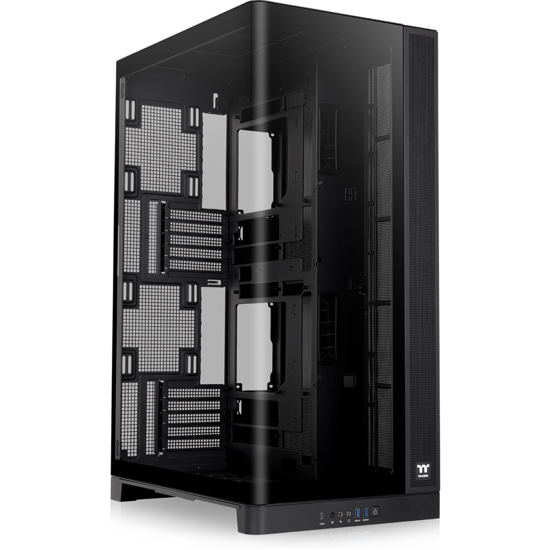 PC-Gehäuse, Midi-Tower, Glas-Seitenwand, Schwarz, Temperatur-Frontanschluss