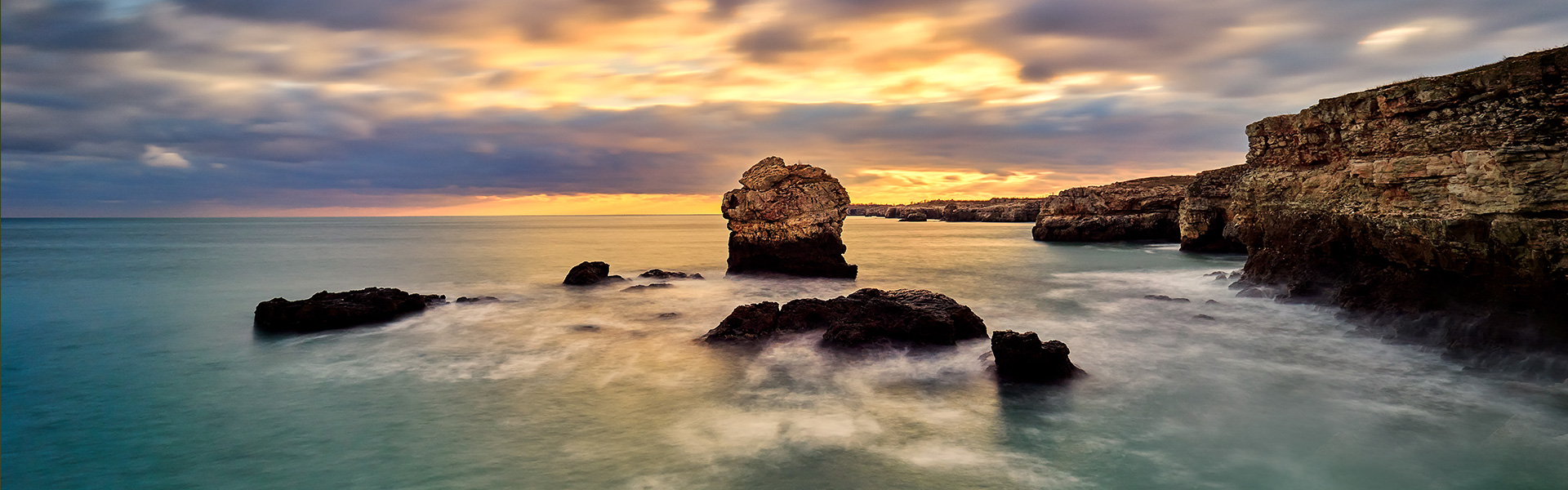 küste, felsformation, meer, felsen, sonnenuntergang