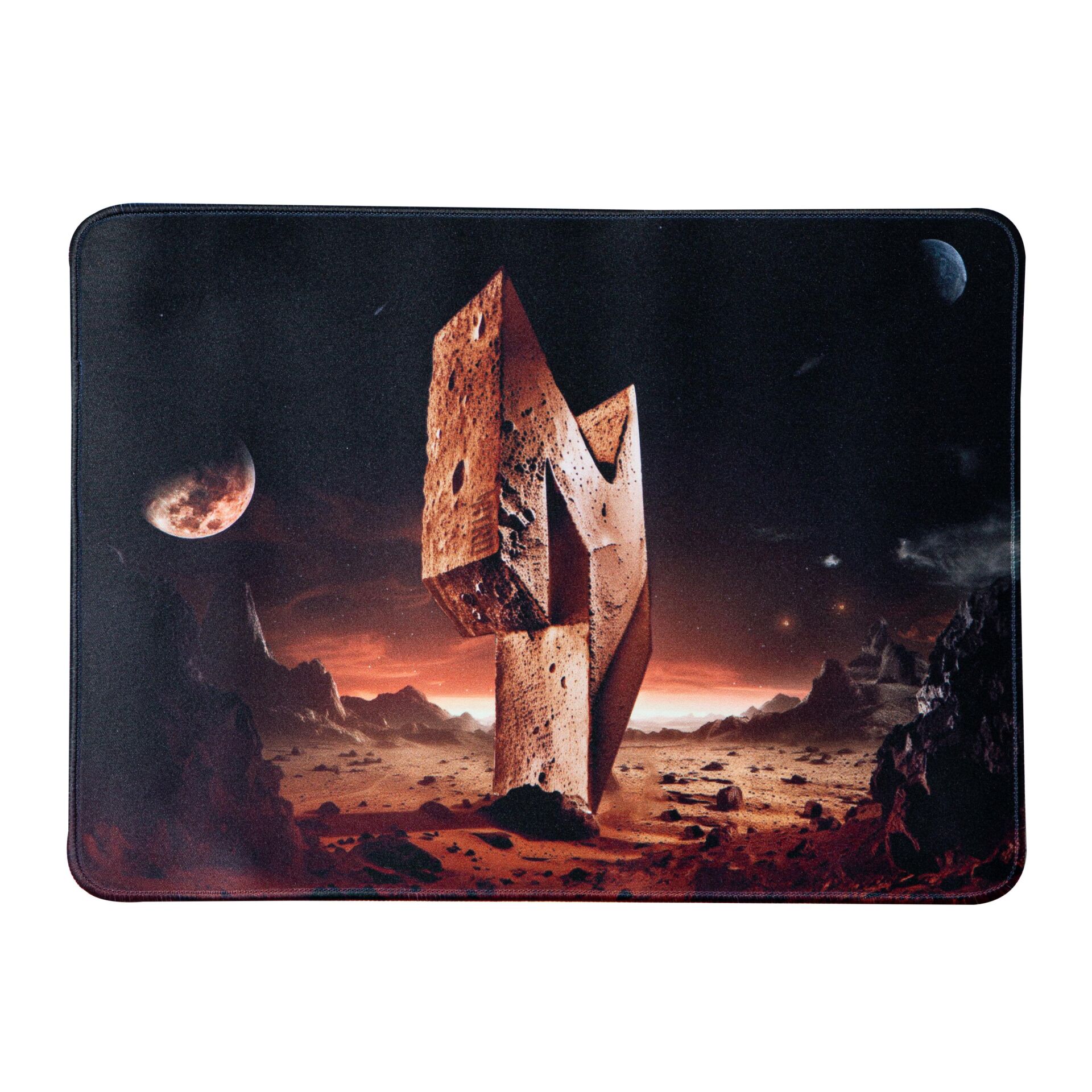 hintergrundbild, außerirdische landschaft, monolith, rote wüste, mond