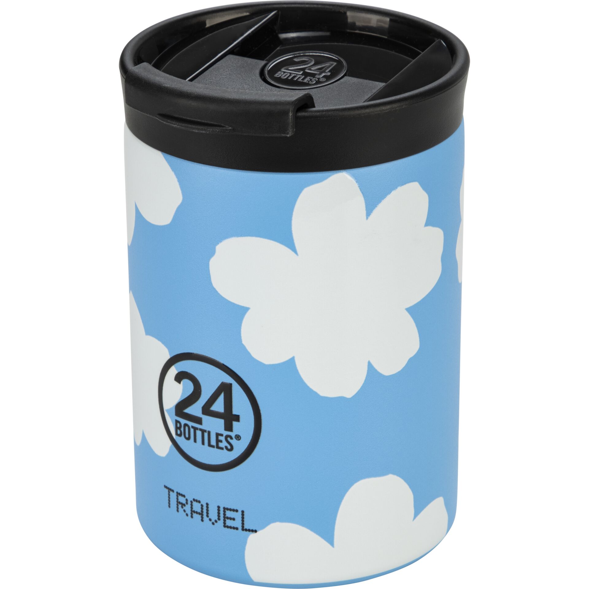 Reisebecher, Blau, Blumenmuster, Isoliert, 24 Flaschen