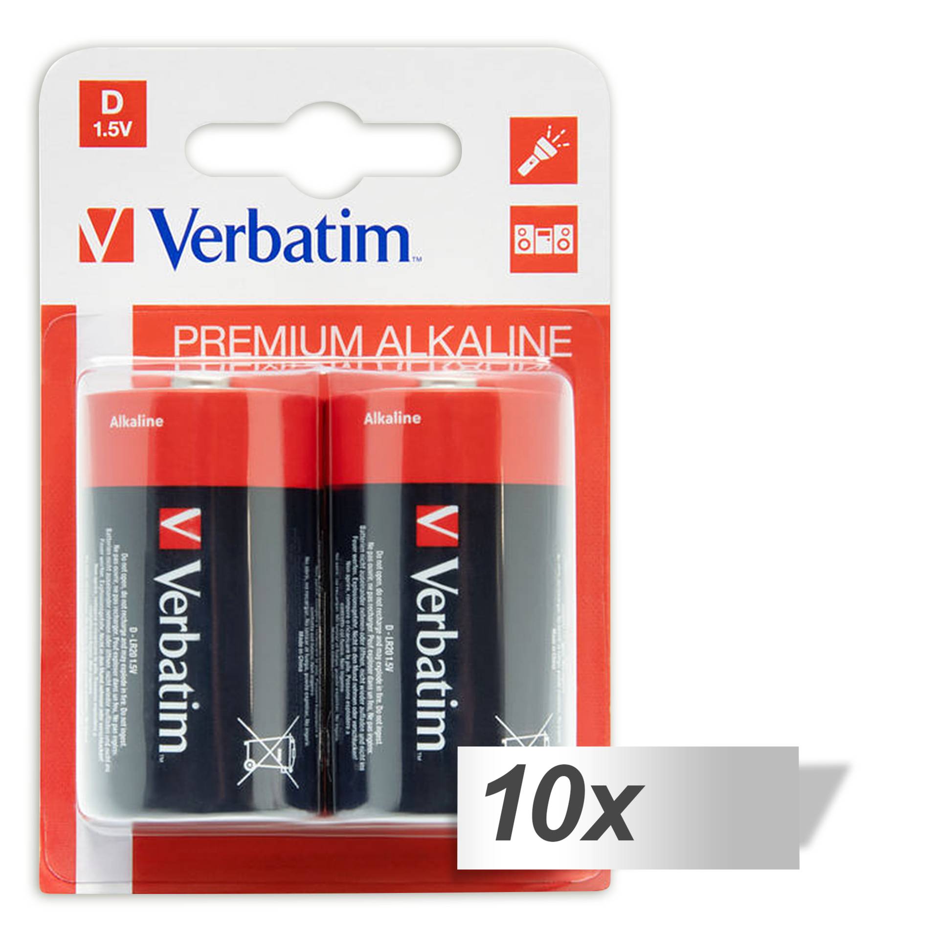 10x2 Verbatim Alkaline battery  Mono D LR 20               49923