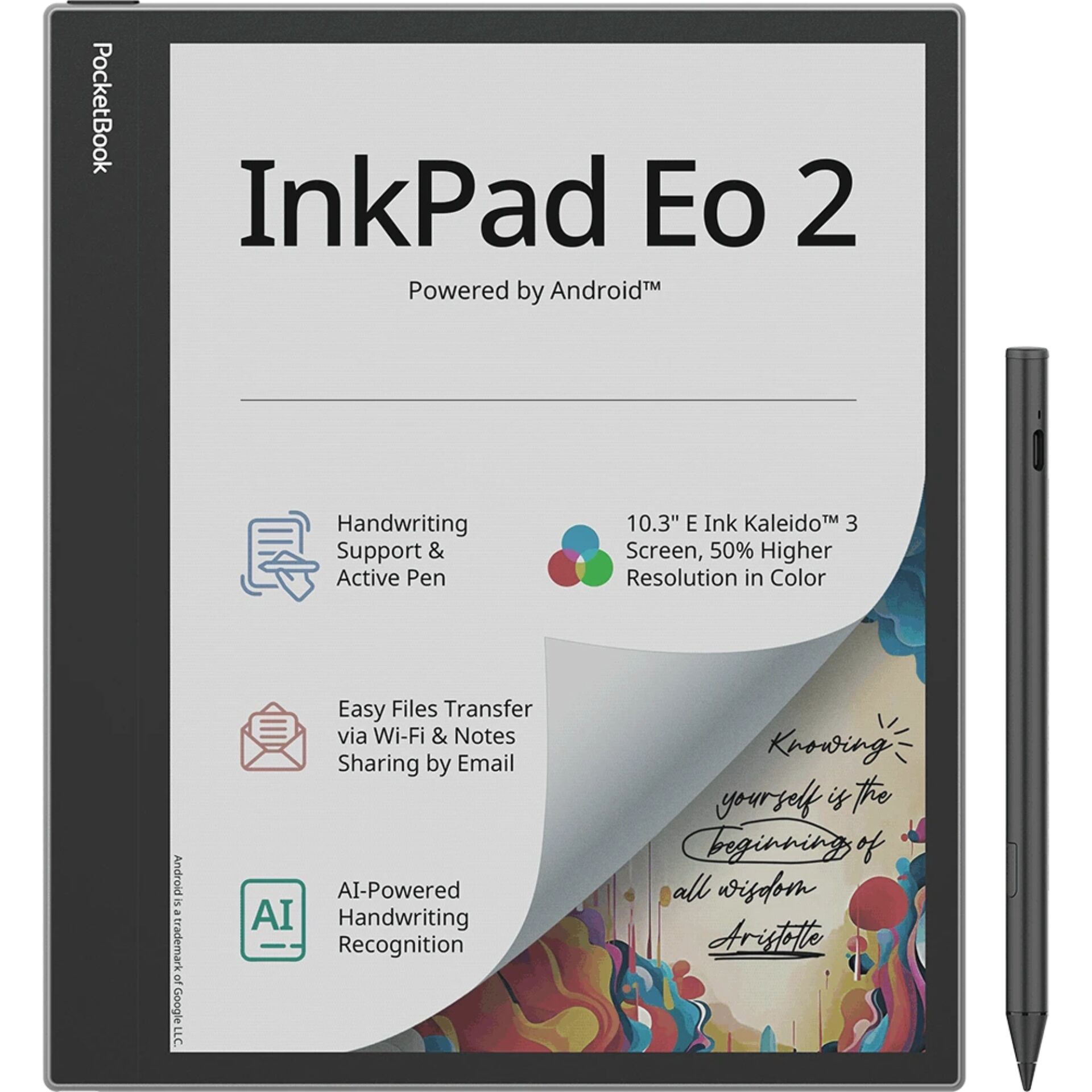 E-Reader, E-Ink-Farbdisplay, 10,3 Zoll, Aktiver Eingabestift, Handschriftenerkennung