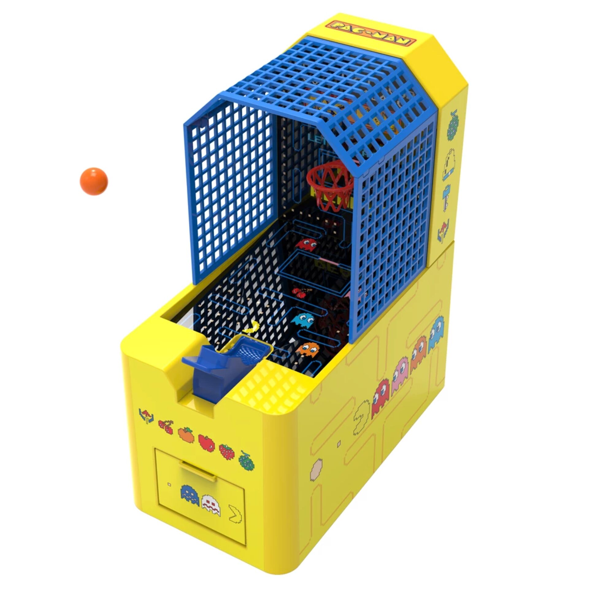 arcade, mini, basketball, pellet, gelb