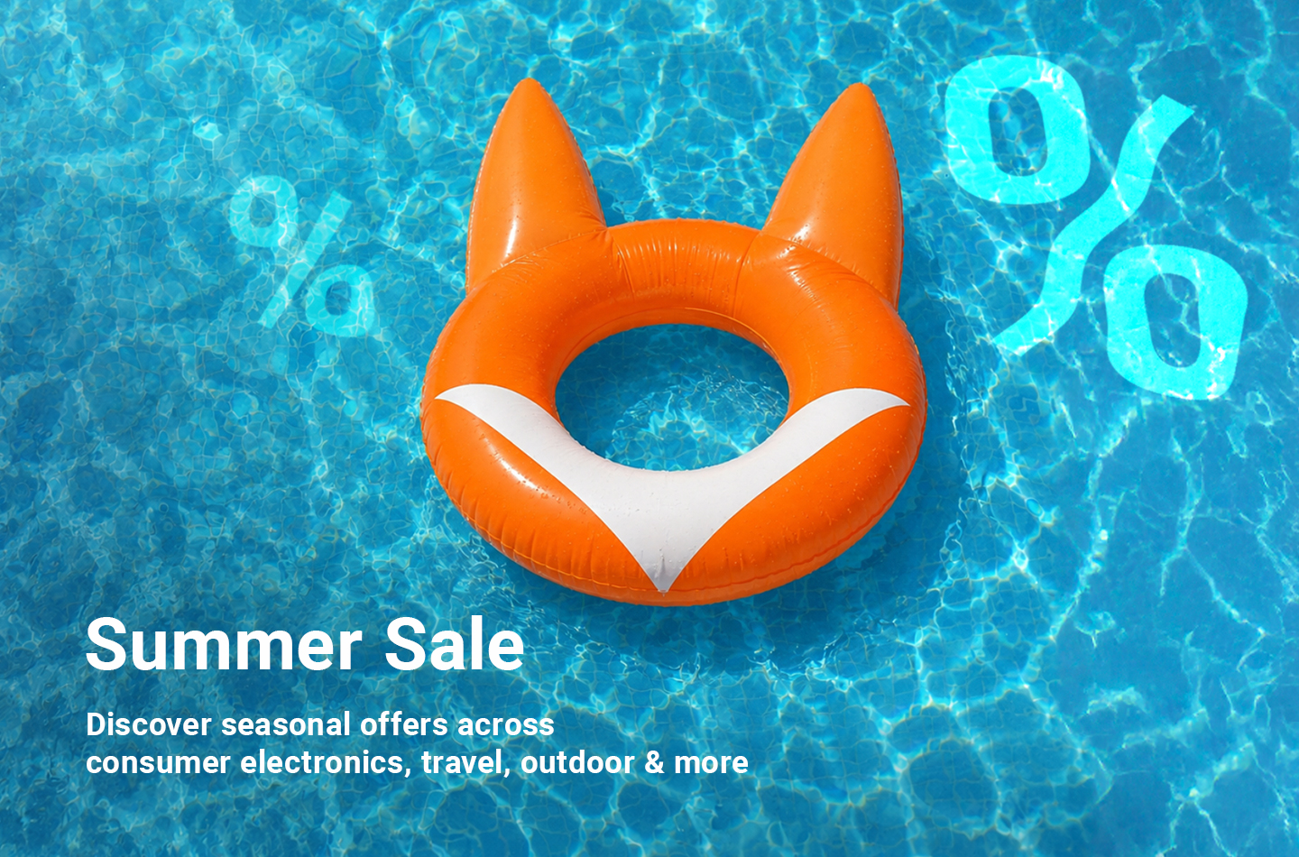 aufblasbarer schwimmring, anzeige: hundohr-design, orange farbe, schwimmring mit ohrform, sommer sale
