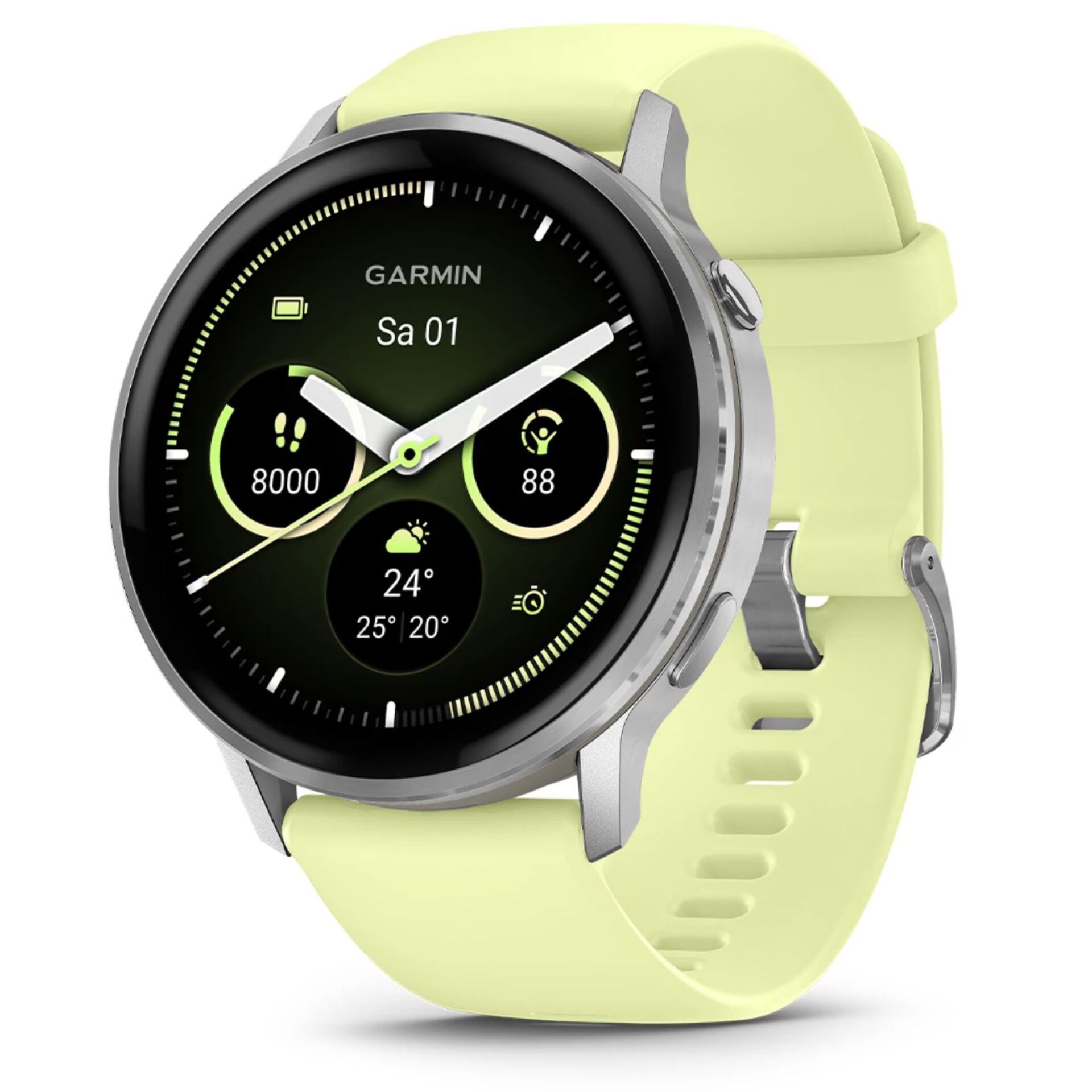 Smartwatch, Garmin, Digitale Uhr, Hellgrün, Gummiarmband
