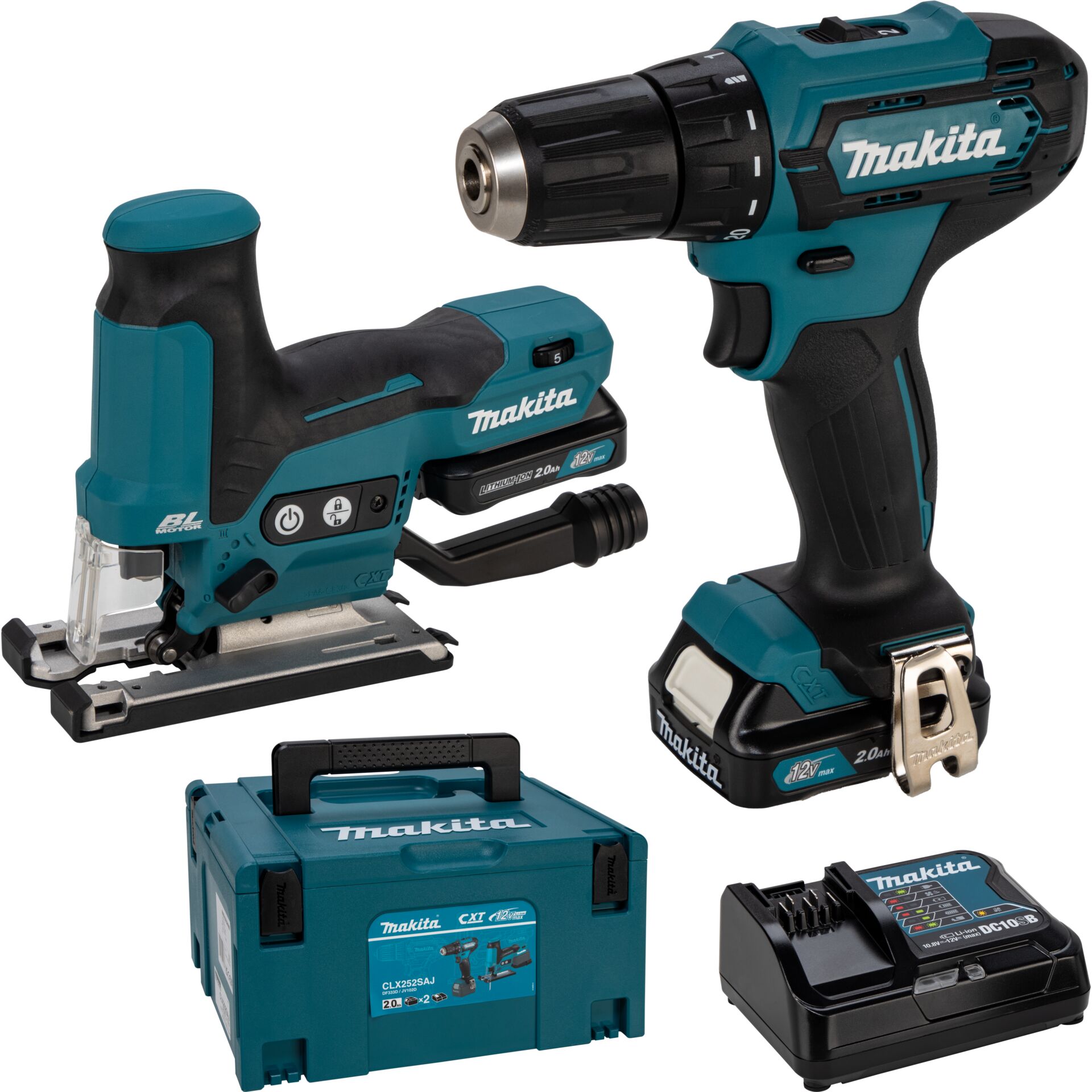 Schraubendreher-Bohrerset, Akkuschrauber, Streifenfräsmaschine, Koffer-Set, Makita-Toolset, Akku-Bohrschrauber, Kombination Werkzeugset, Kompakt-Bohrmaschine, Lithium-Ionen Akku, Hauswerkzeug