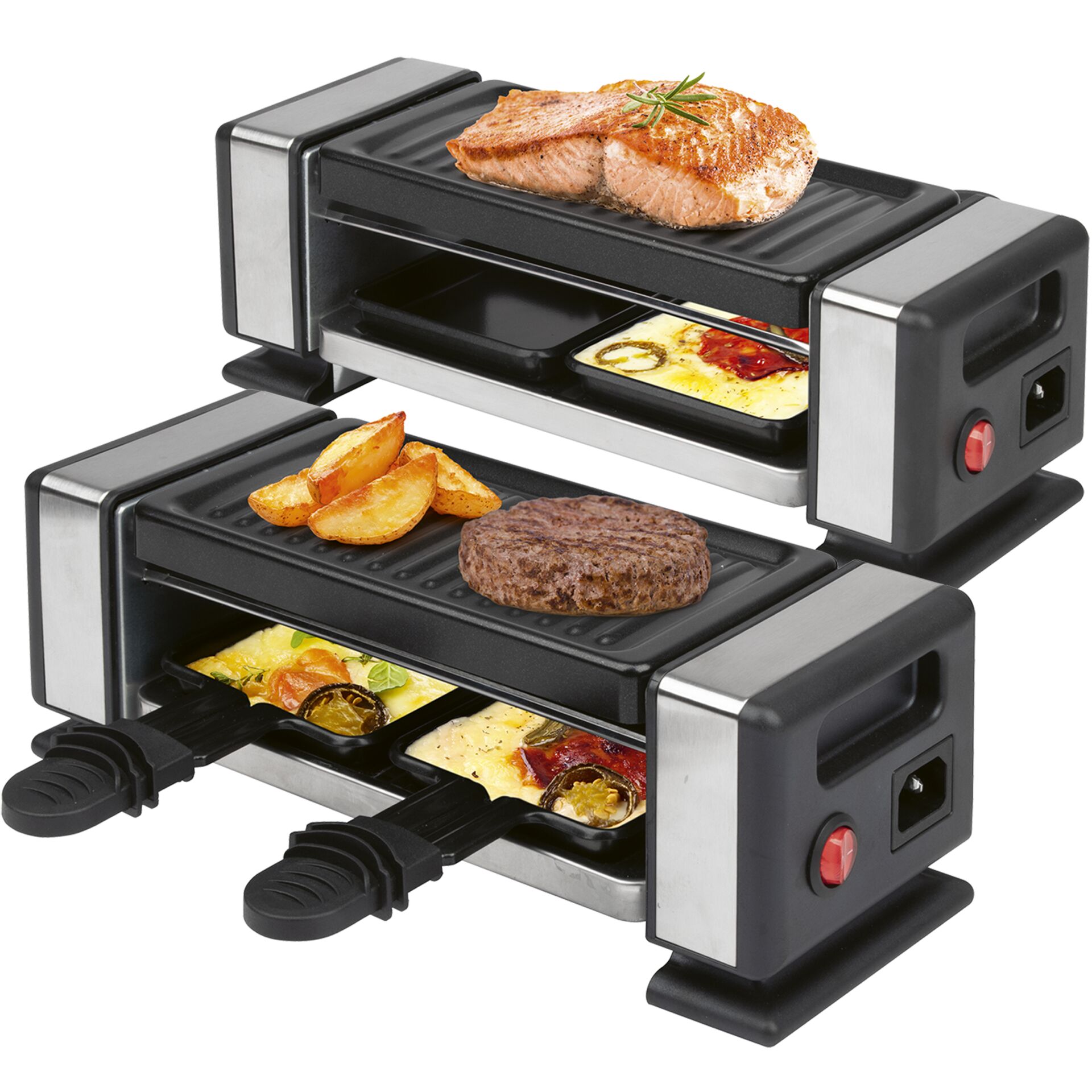 Kontaktgrill, Kompaktgrill, Doppelrostgrill, Trockenkochplatte, Grillplatten-Set