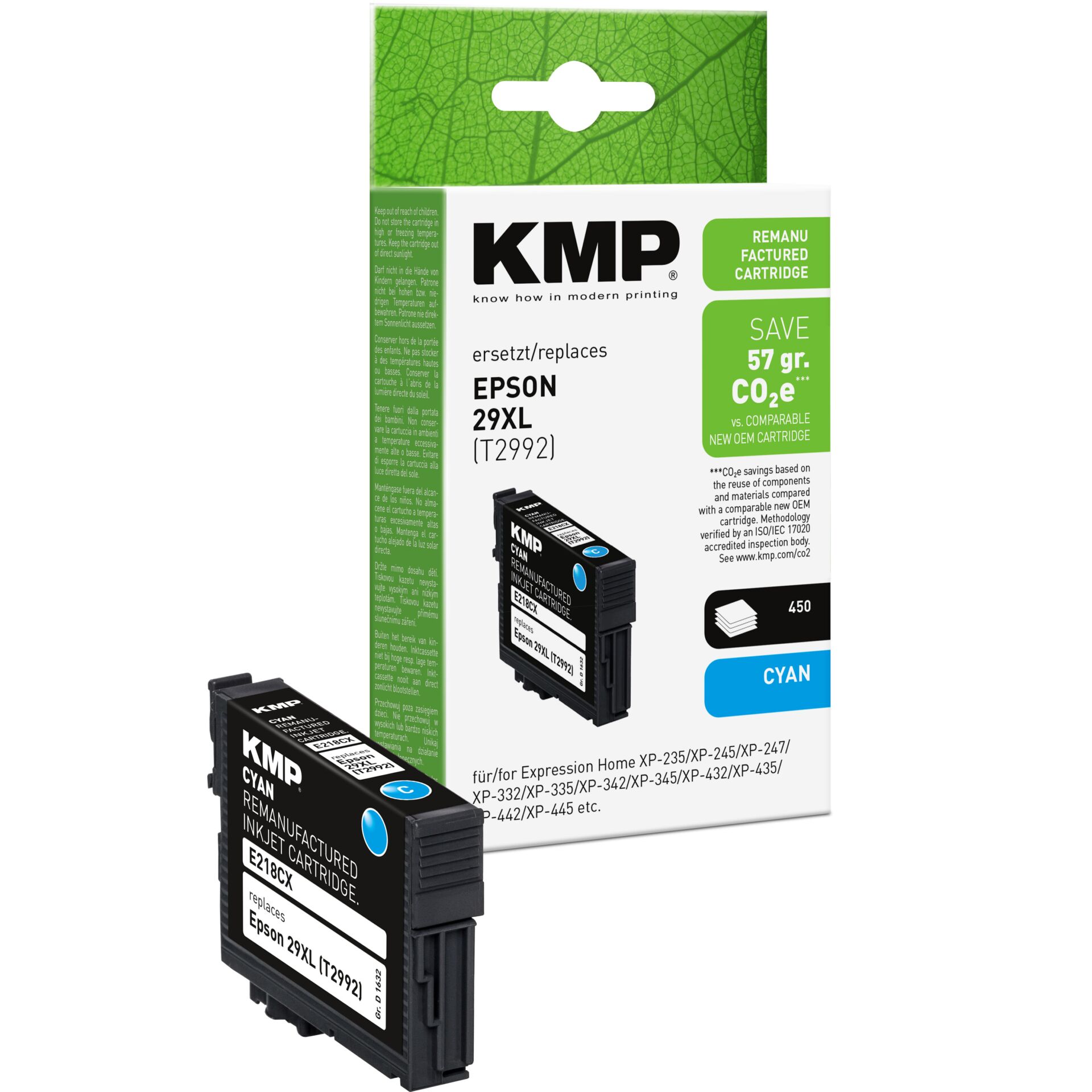 Adapter, Elektronik, Computer-Ausrüstung, Computerausrüstung, QR-Code, Tintenpatrone, Cyan, KMP, Ersetzt/Kompatibel, EPSON 29XL
