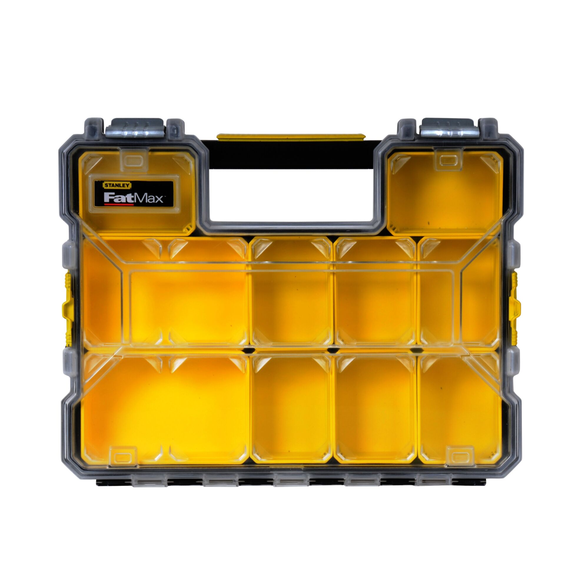Werkzeugkasten, Aufbewahrungskoffer, gelbe Fächer, transparente Deckel, FatMax