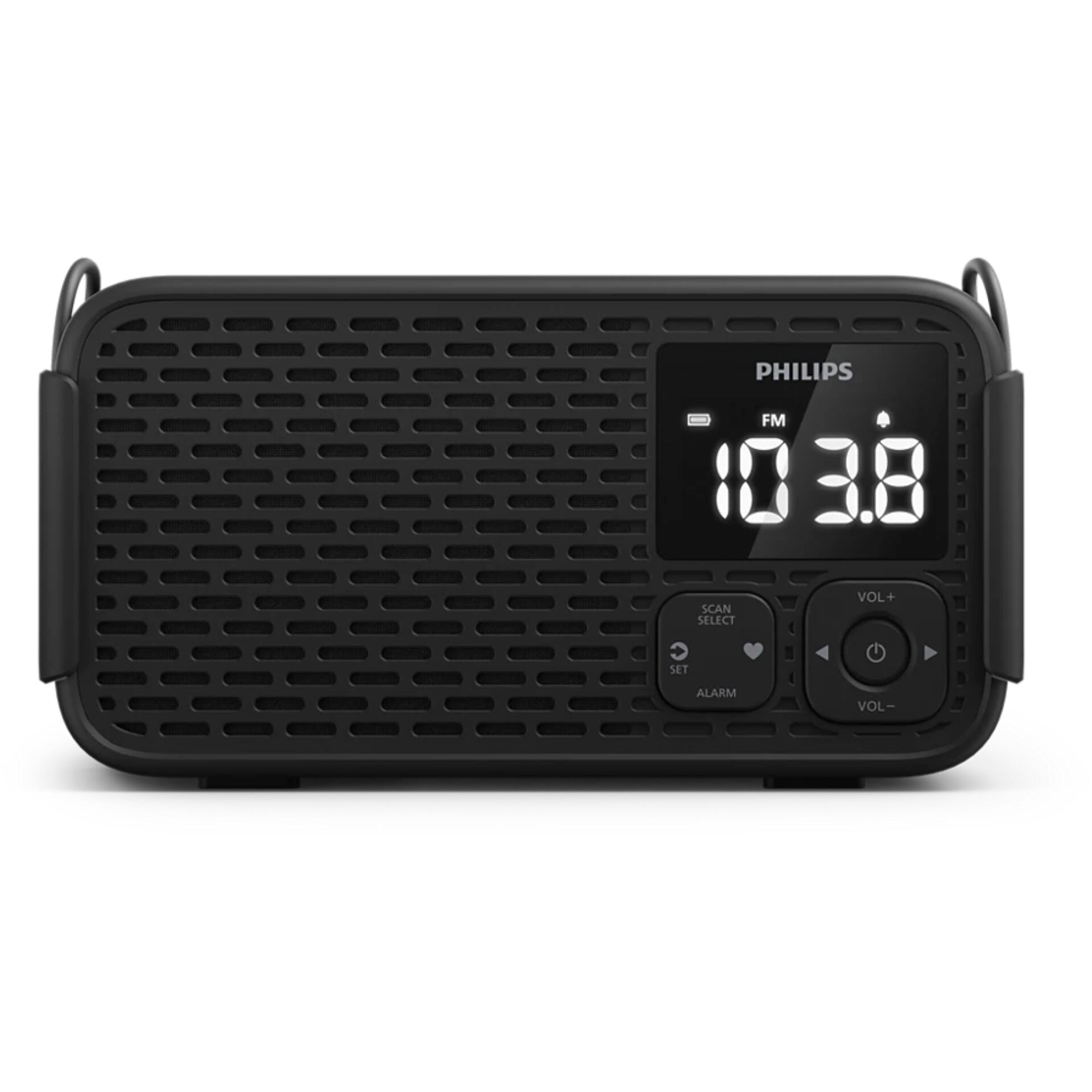 Radiowecker, Mini-Lautsprecher, Schwarzes Gehäuse, LED-Anzeige, Tastensteuerung