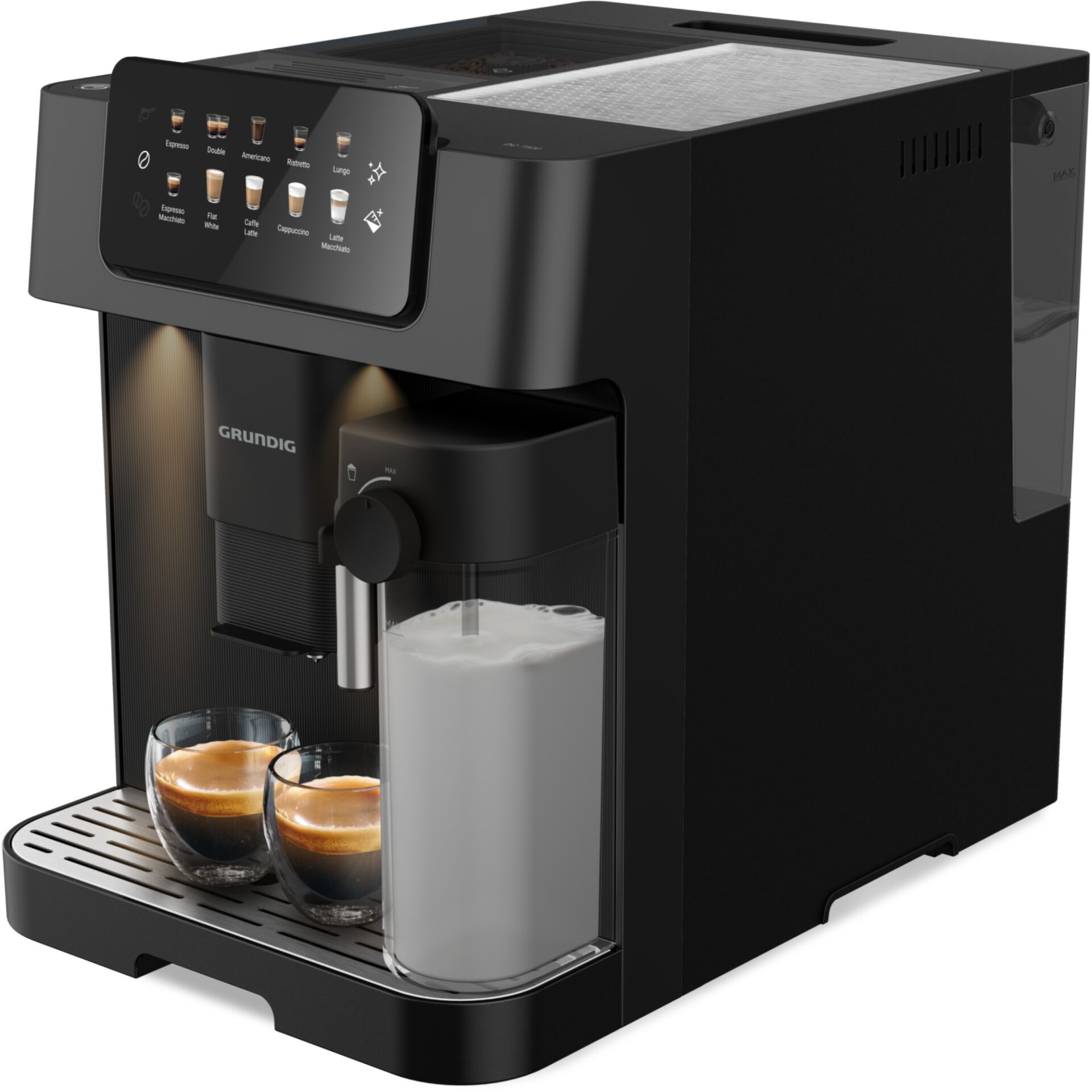 Kaffeemaschine, Espresso Automat, Milchbehälter, Display Touchscreen, Schwarz