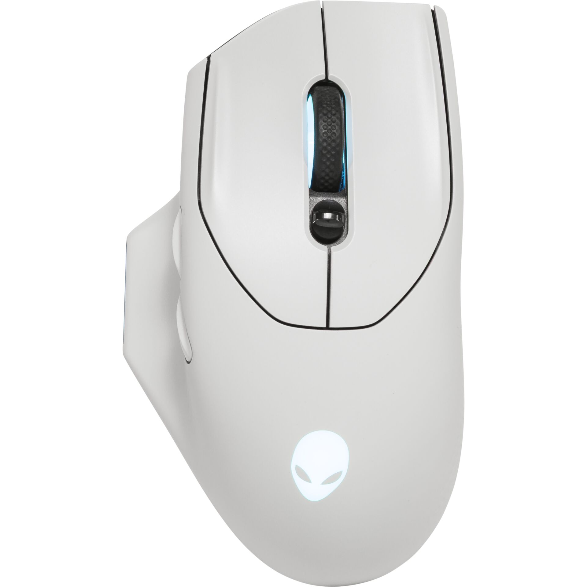Computer-Maus, Drahtlos, Hellblaues-LED, Ergonomisch, Weiß