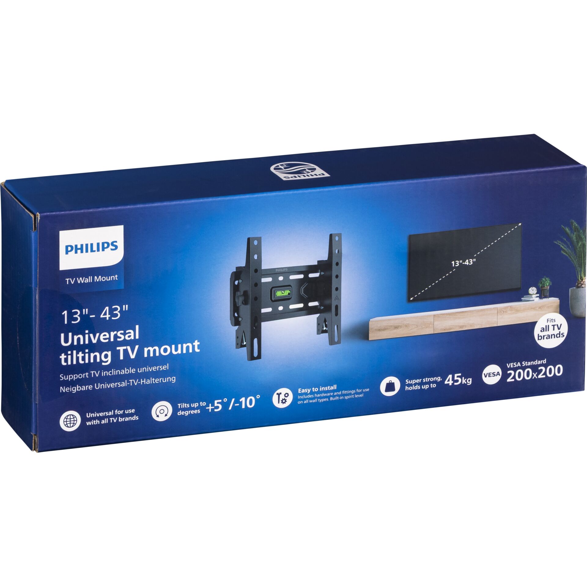 TV wandhalter, Universal-TiltingTV-Halter, VESA 200x200, Philips box, 45kg Tragfähigkeit