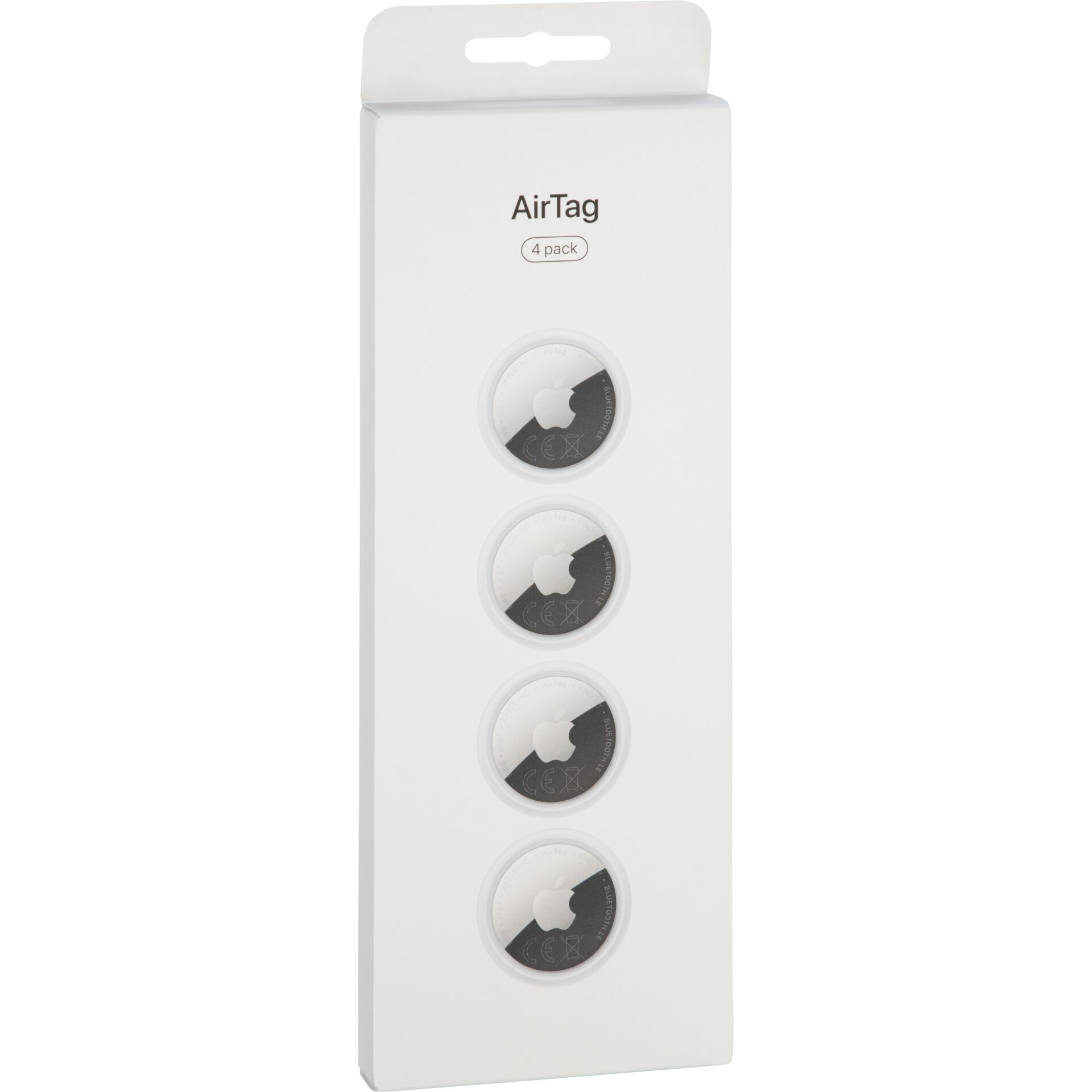 AirTag, 4er Pack, Knopf-Batterie, Kreis-Disk, weiße Verpackung