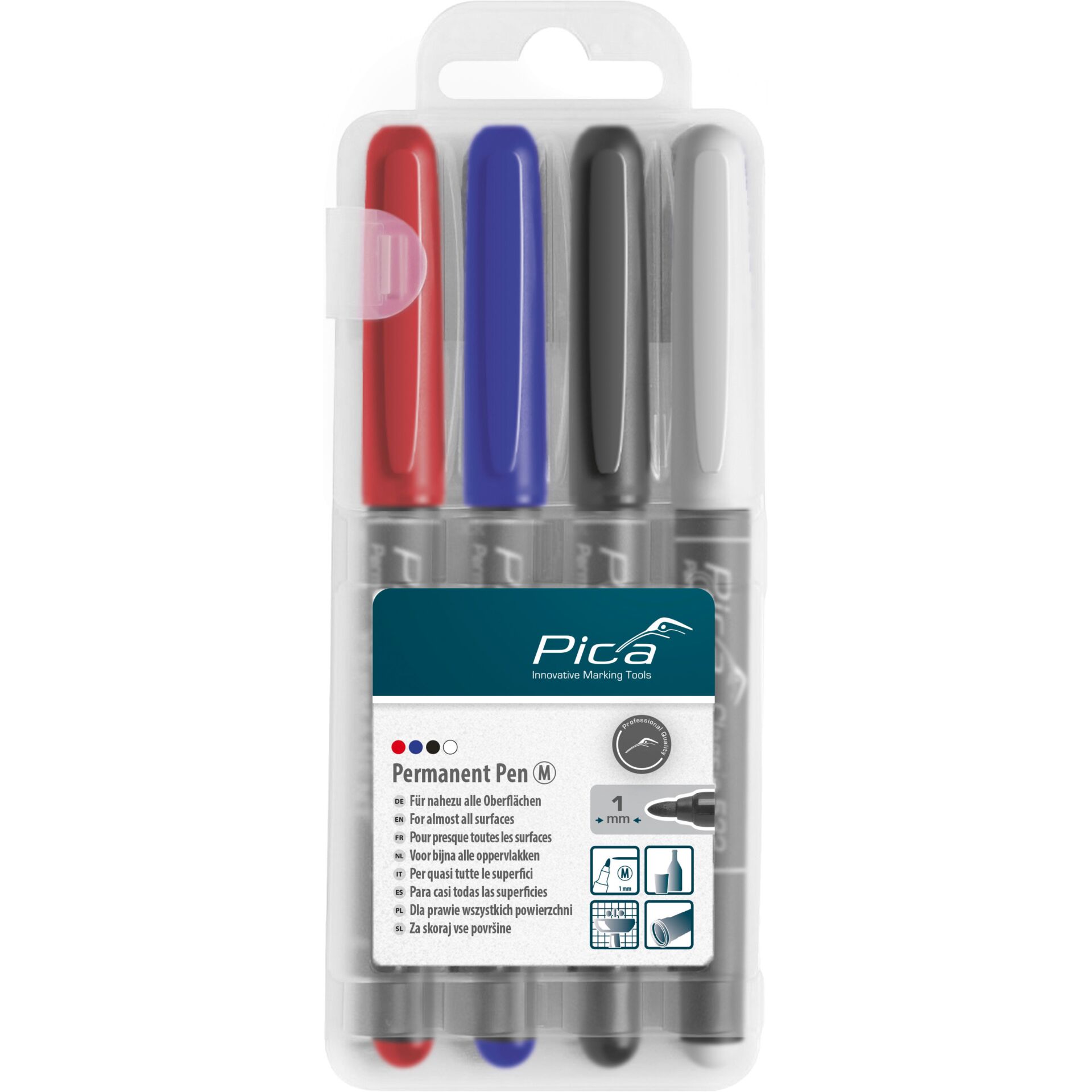 Pica Permanent-Pen 1,0mm  assorted with Instant-White-Pen