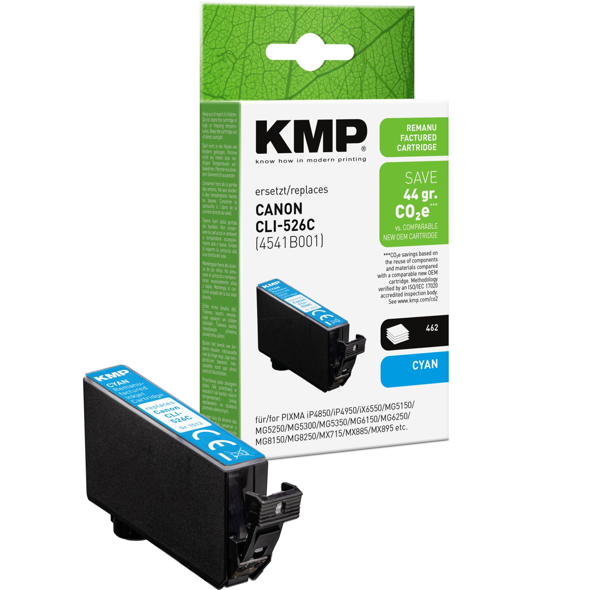 Adapter, Elektronik, Tintenpatrone, Canon Kompatibel, CMYK Cyan, Refill Cartridge, KMP