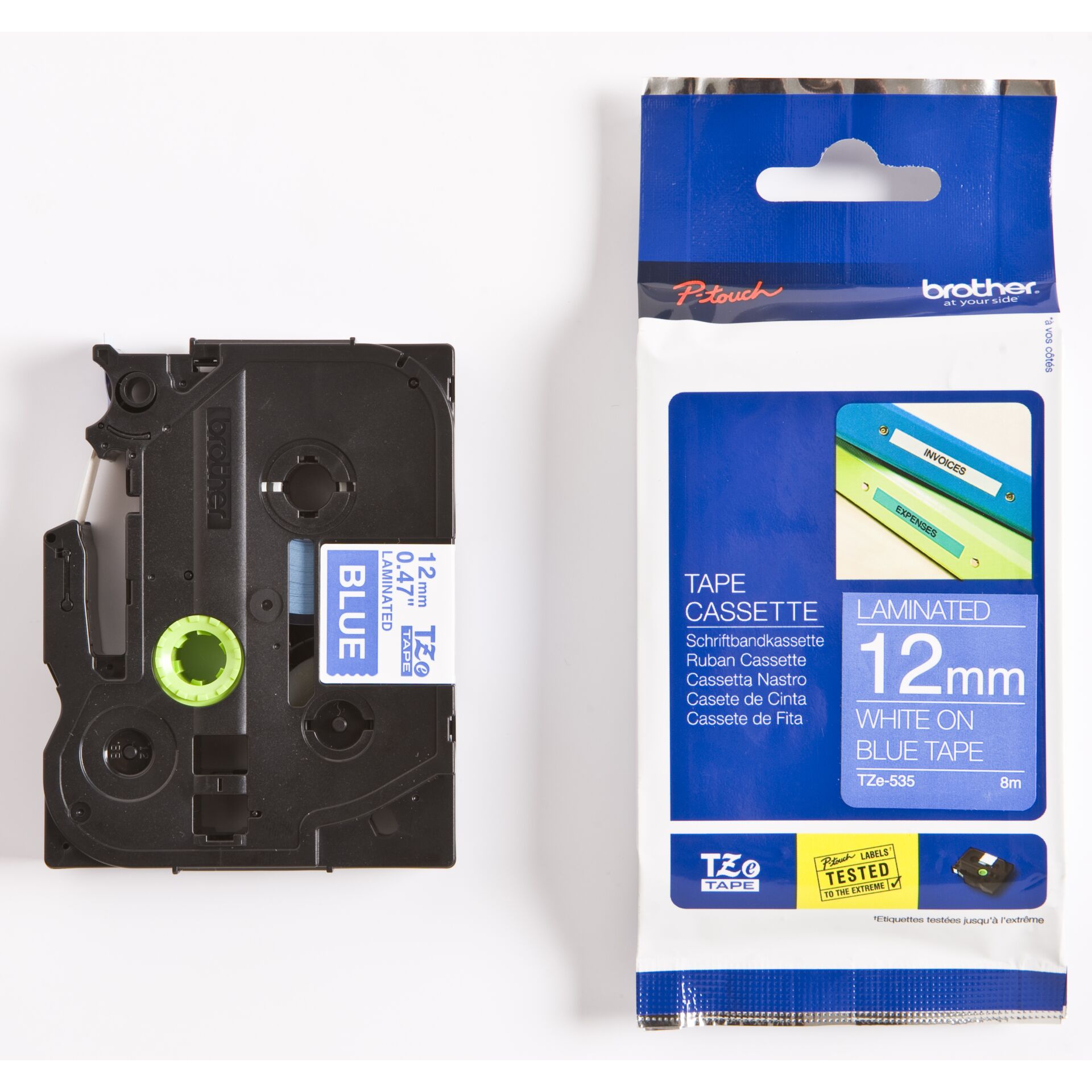 Brother labelling tape  TZE-535 blue/white 12 mm