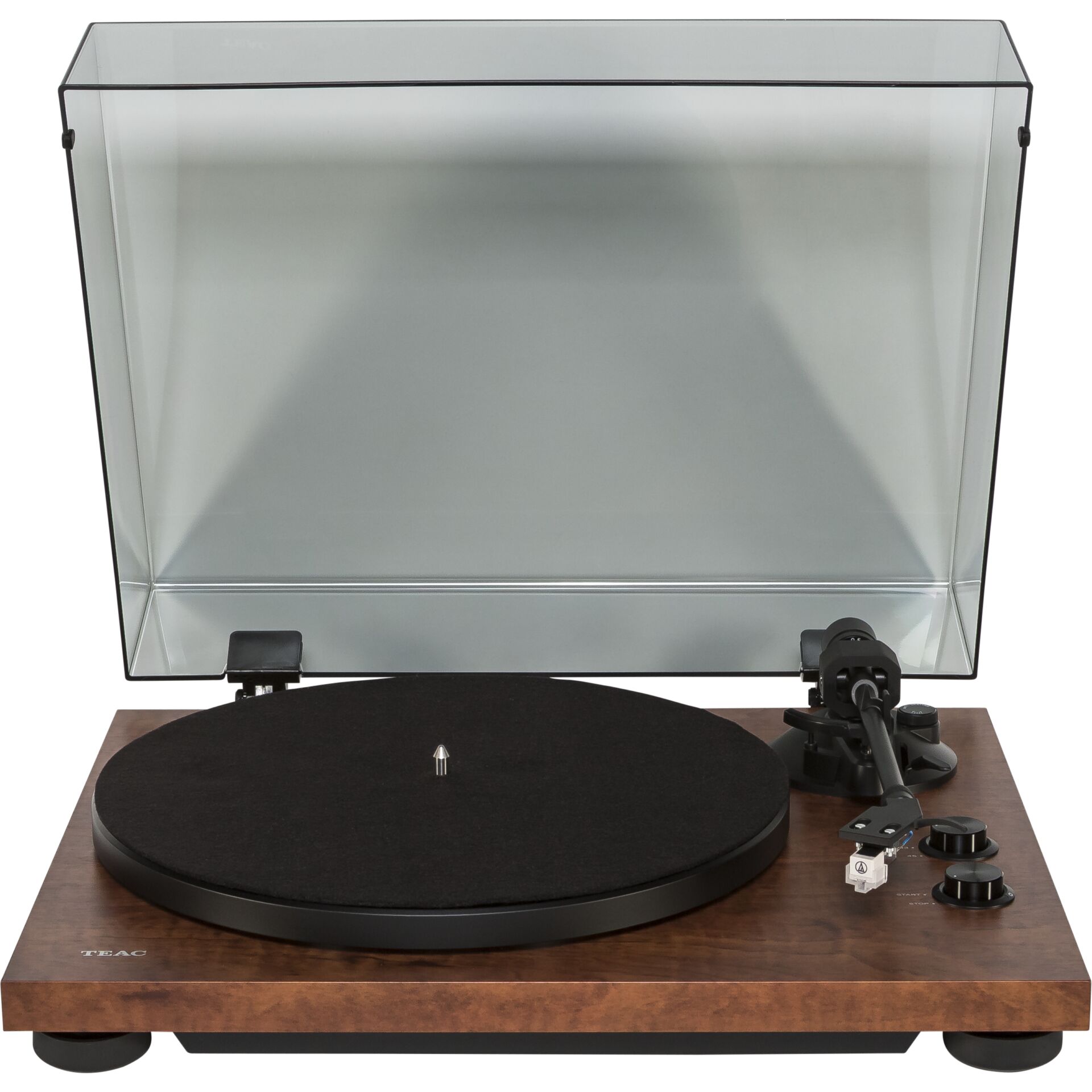 Plattenspieler, Turntable, Holzbasis, Transparentes Abdeckglas, Tonarm