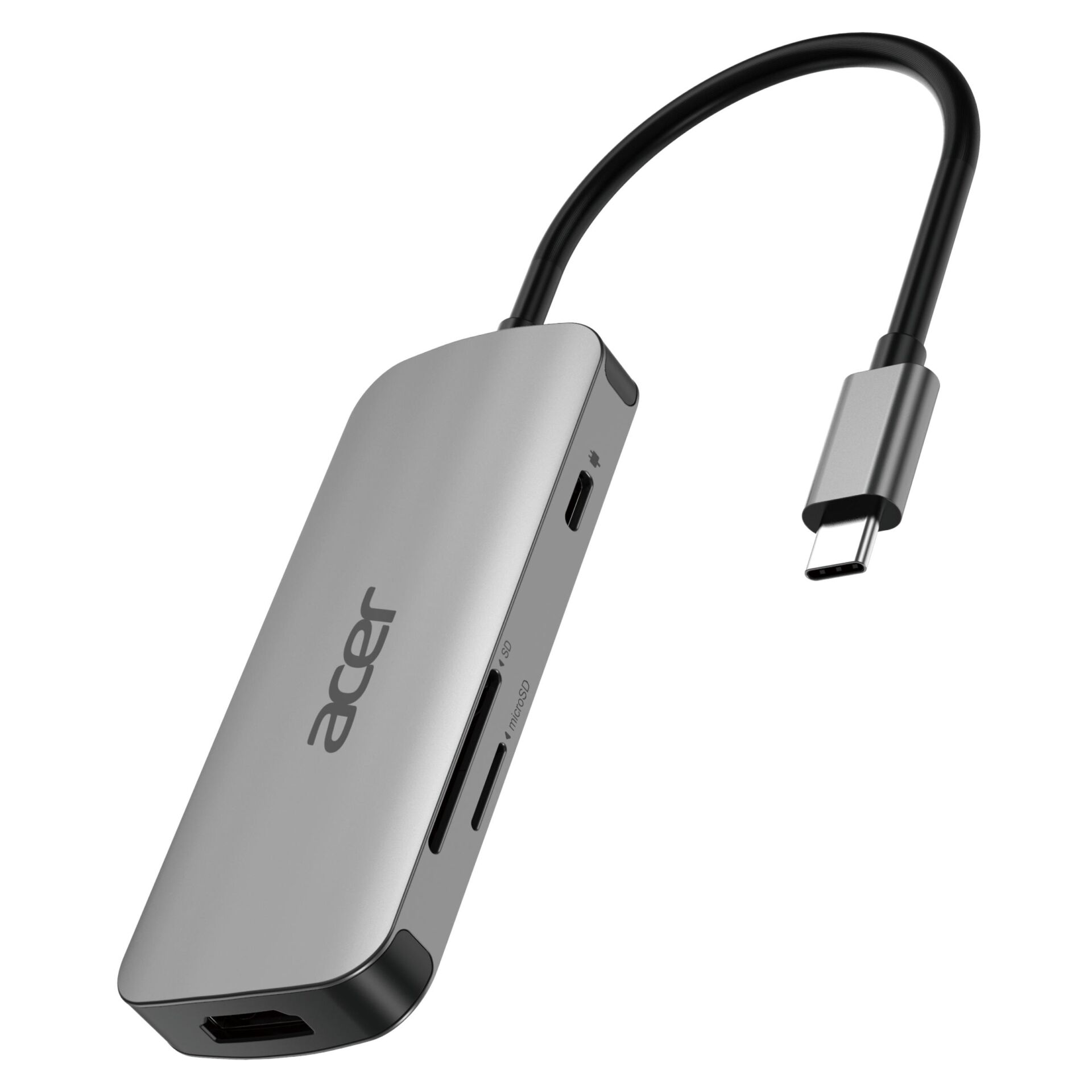 USB-C Hub, HDMI-Anschluss, SD-Kartensteckplatz, Aluminium, Grau