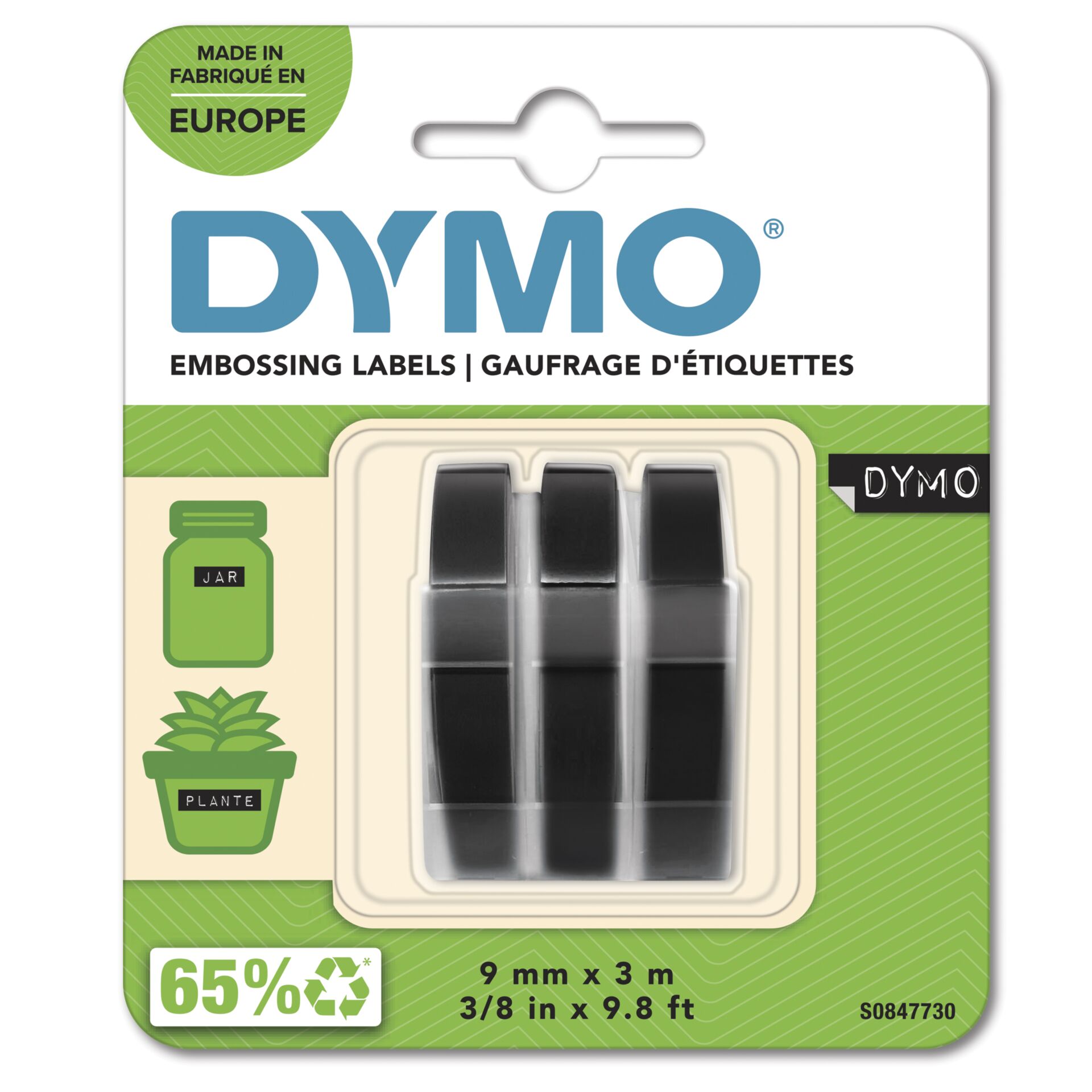 1x3 Dymo 3D Prägeband 9 mm x 3 m  plastik czarny