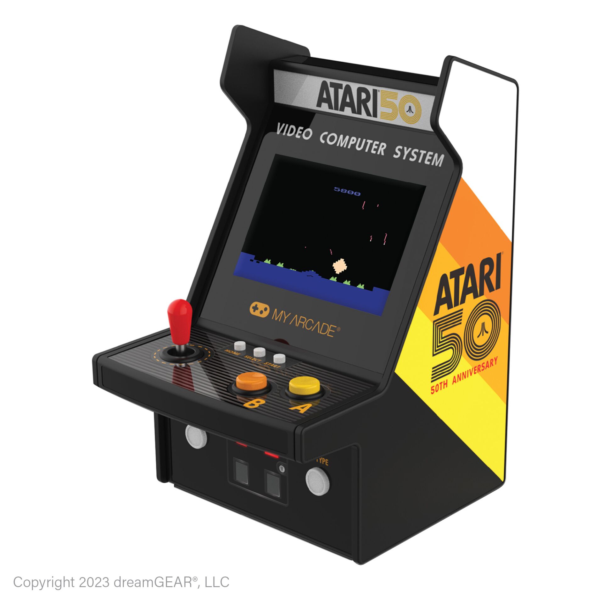 Arcade-Kabinett, Handheld-Stil, Pixelkunst, Retro-Gaming, Atari 50. Jubiläum