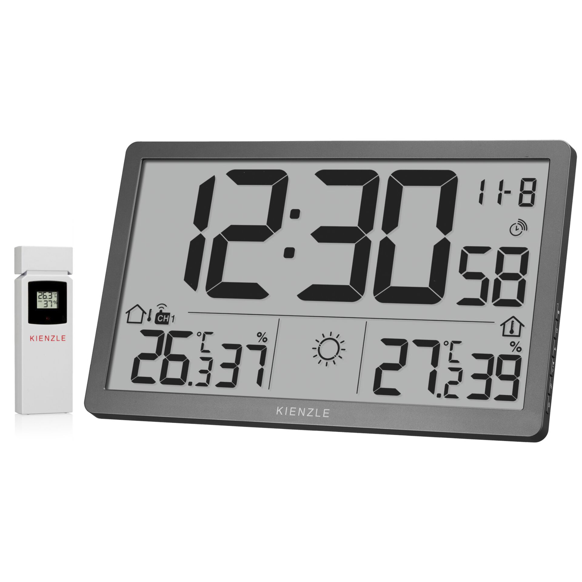 digital clock, weather clock, LCD display, thermometer, table clock