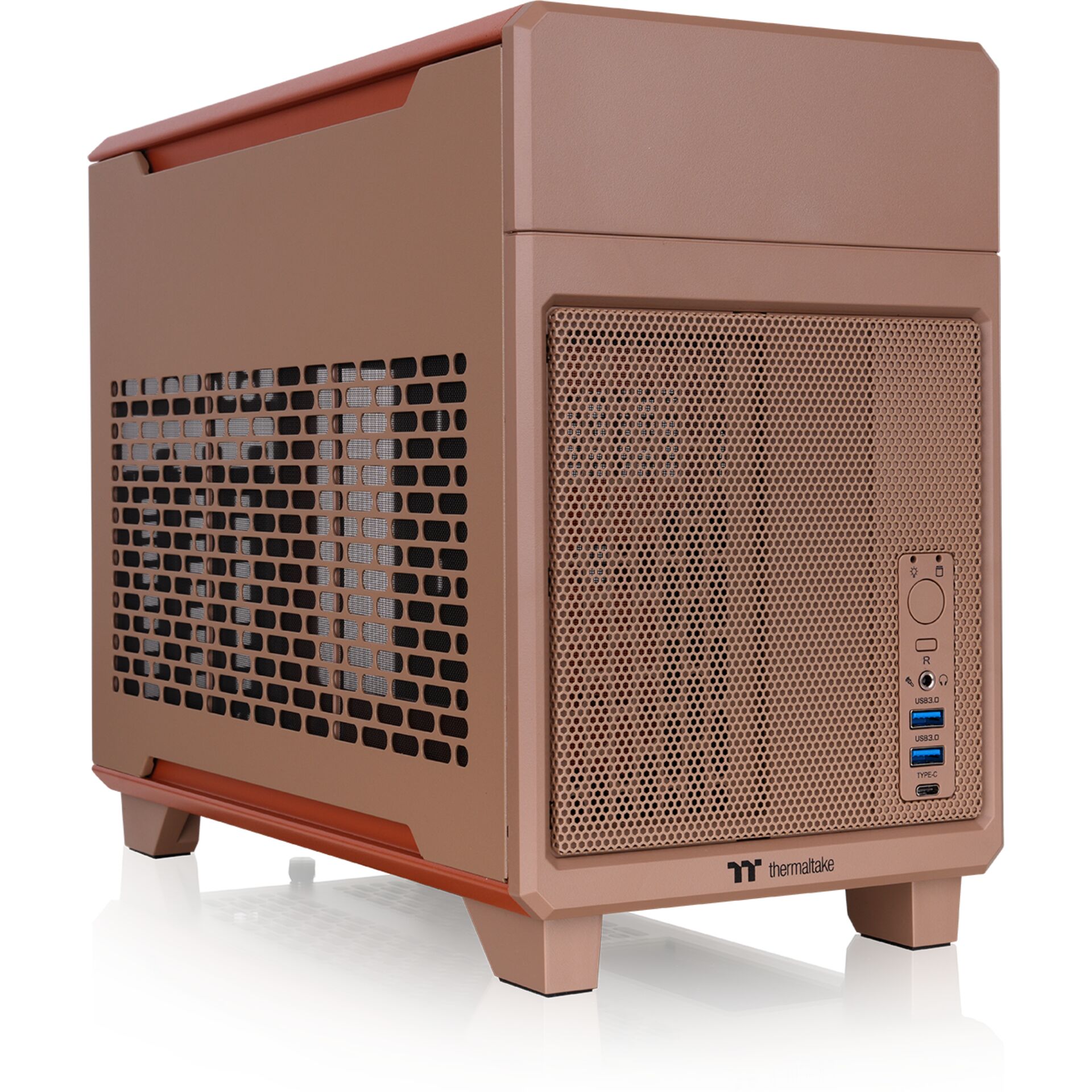 Mini-ITX, PC-Gehäuse, Mesh-Panel, Rosenholz, USB-Anschlüsse