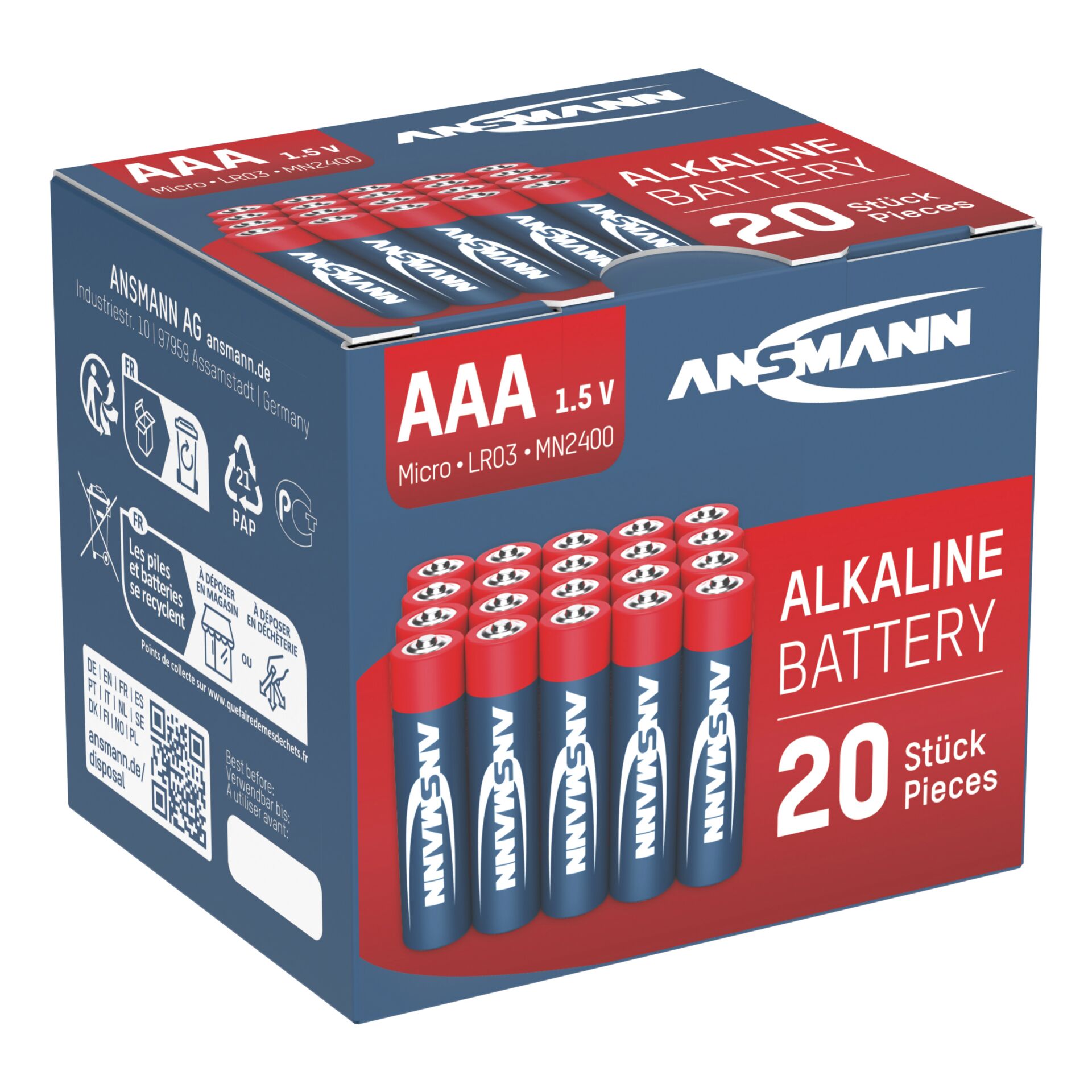 1x20 Ansmann Alkaline Micro AAA  LR 03 red-line Box