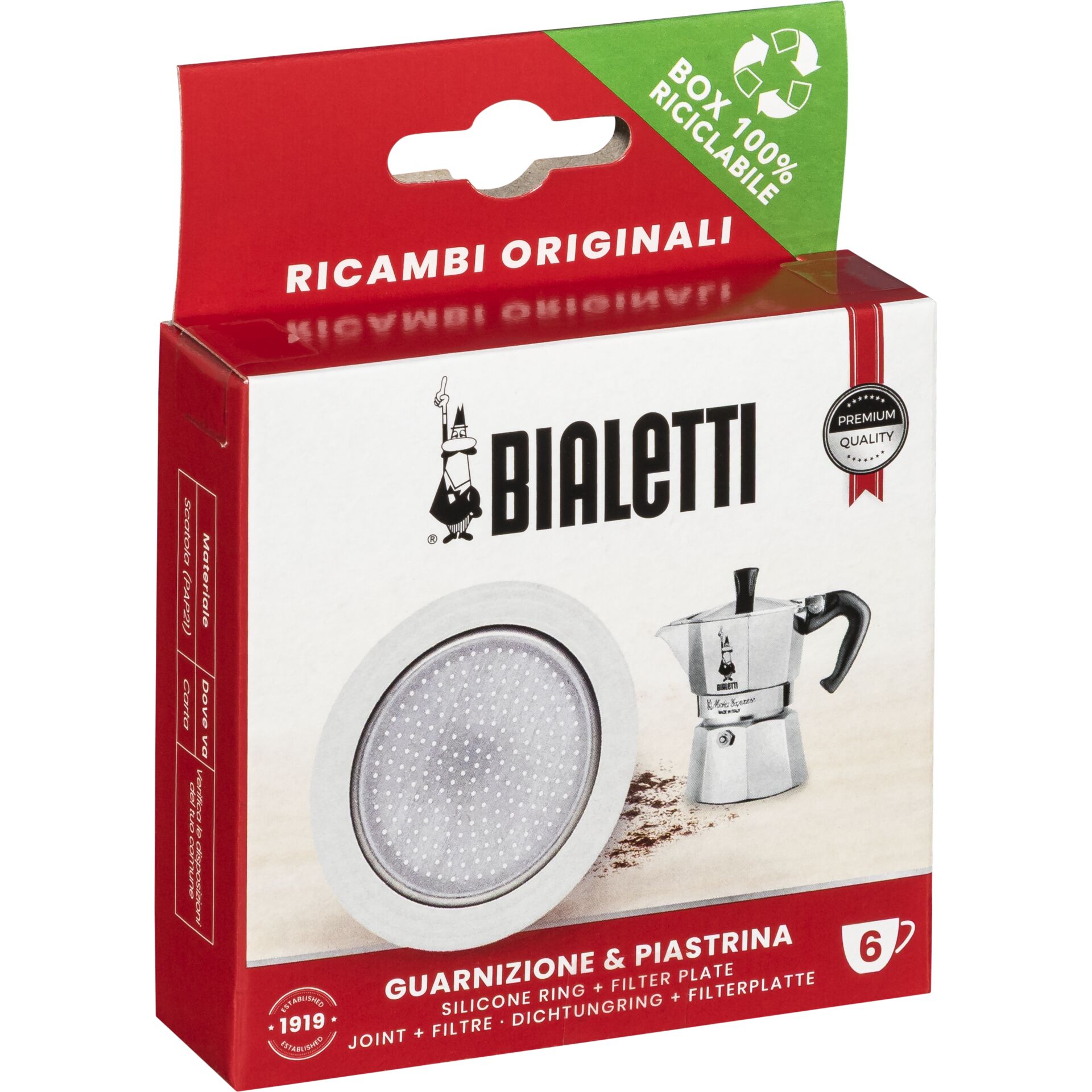 Kaffeemaschinen-Teil, Filterplatte, Silicone-Gasket, Mikrofilter, Bialetti-Original