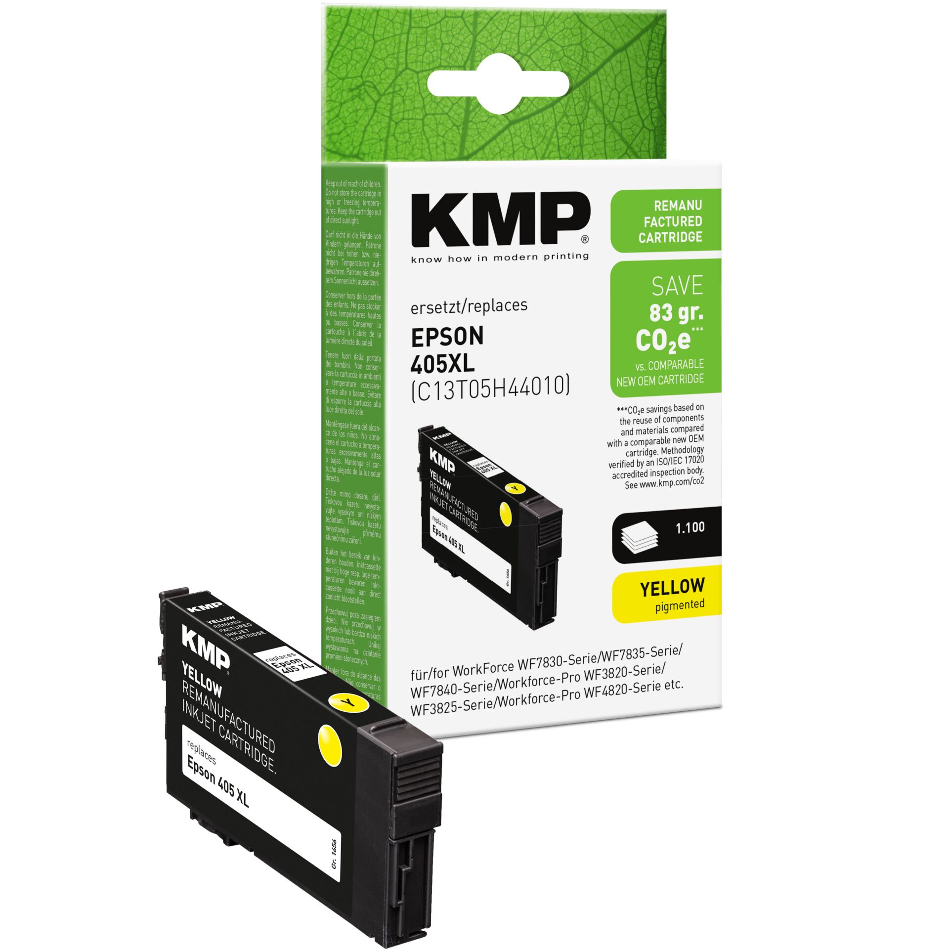Adapter, Elektronik, Computer-Ausrüstung, Computerausrüstung, QR-Code, Tintenpatrone, Tintenpatrone, Druckerzubehör, Gelb Pigment, KMP Ersatzartikel