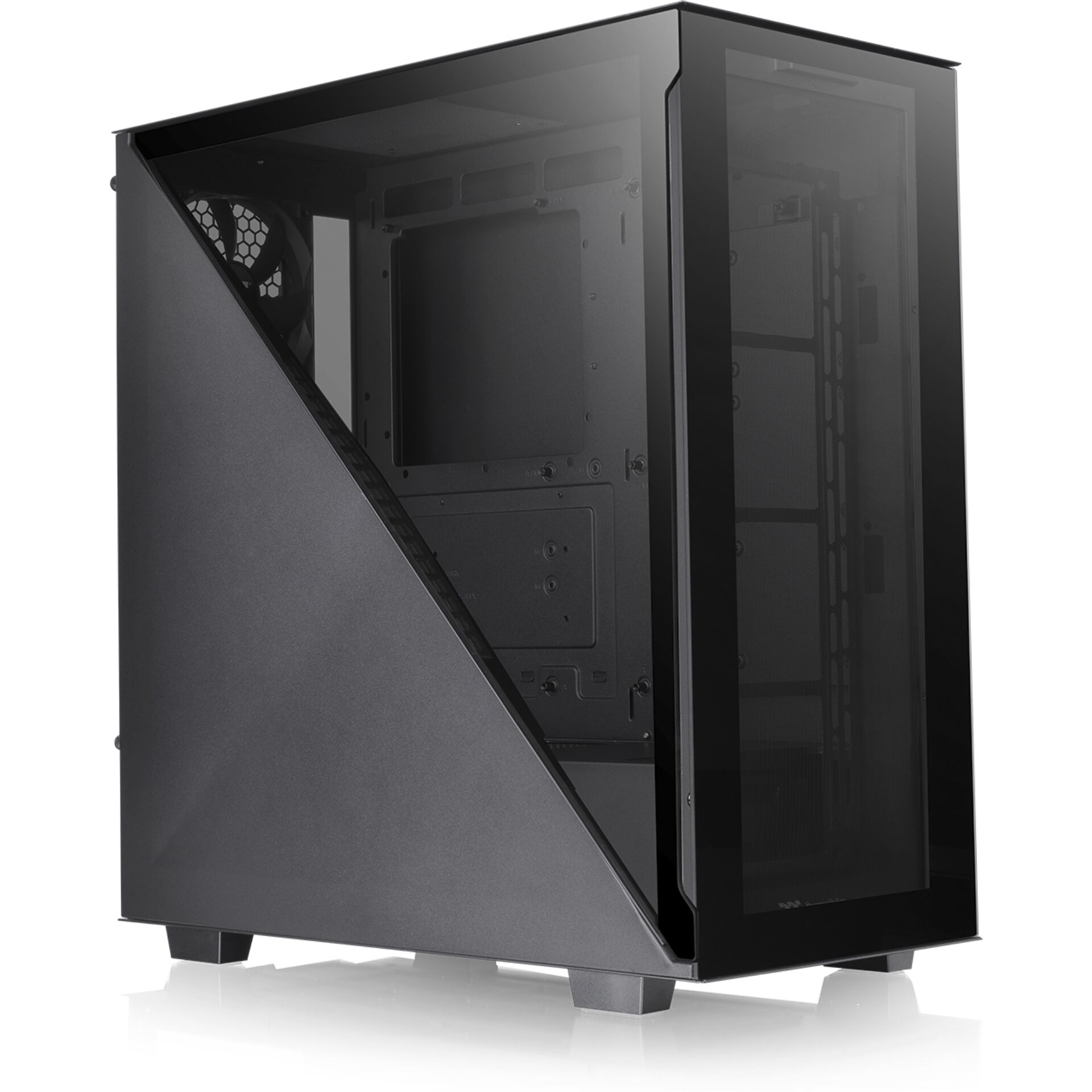 PC-Gehäuse, Mid Tower, Schwarz, Glas-Seitenwand, Kabelmanagement