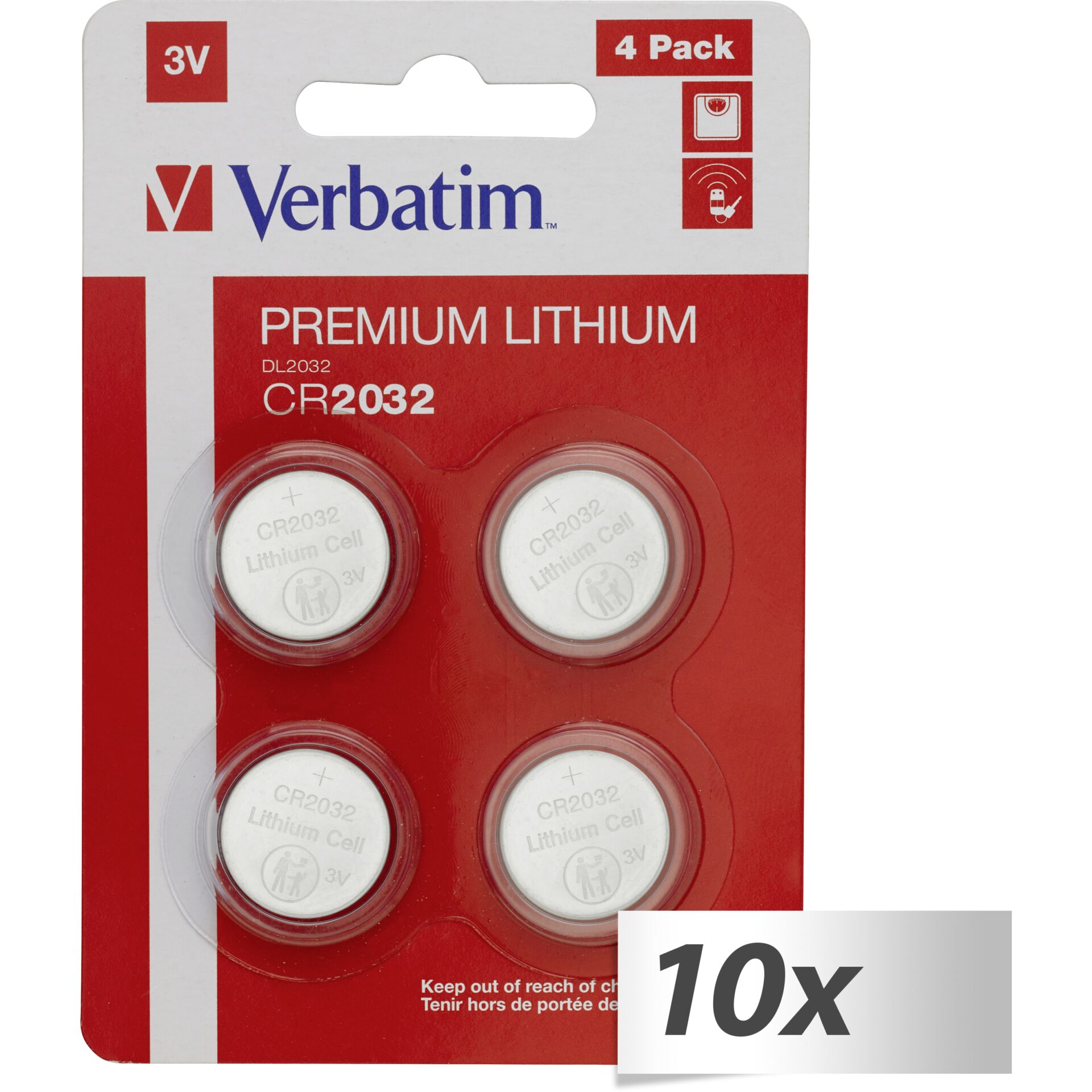 10x4 Verbatim CR 2032  Lithium battery 49533