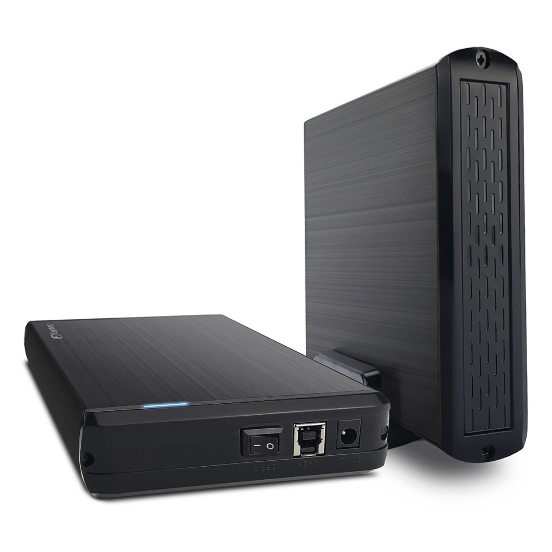 Externes Festplattengehäuse, 2,5 Zoll Gehäuse, USB Anschluss, Schwarze Oberfläche, Kabelgebunden