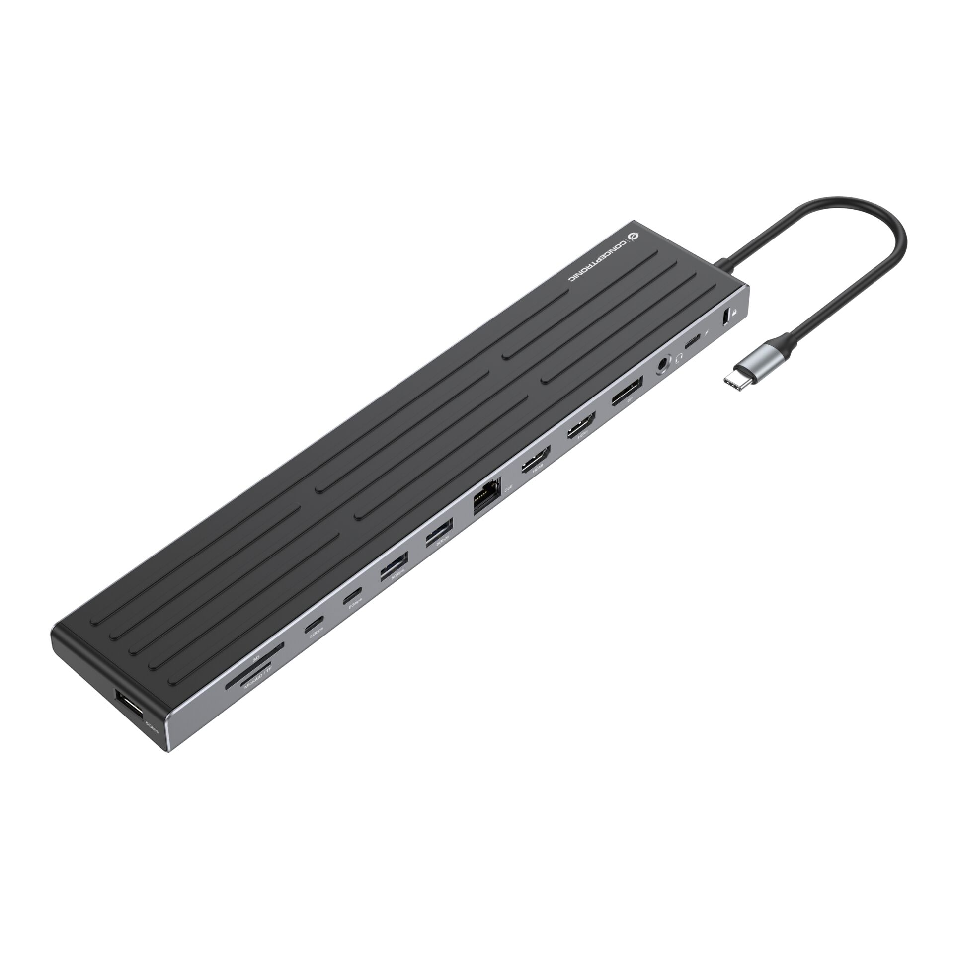 USB-C-Hub, Multiport, Aluminium, Grau, Adapter