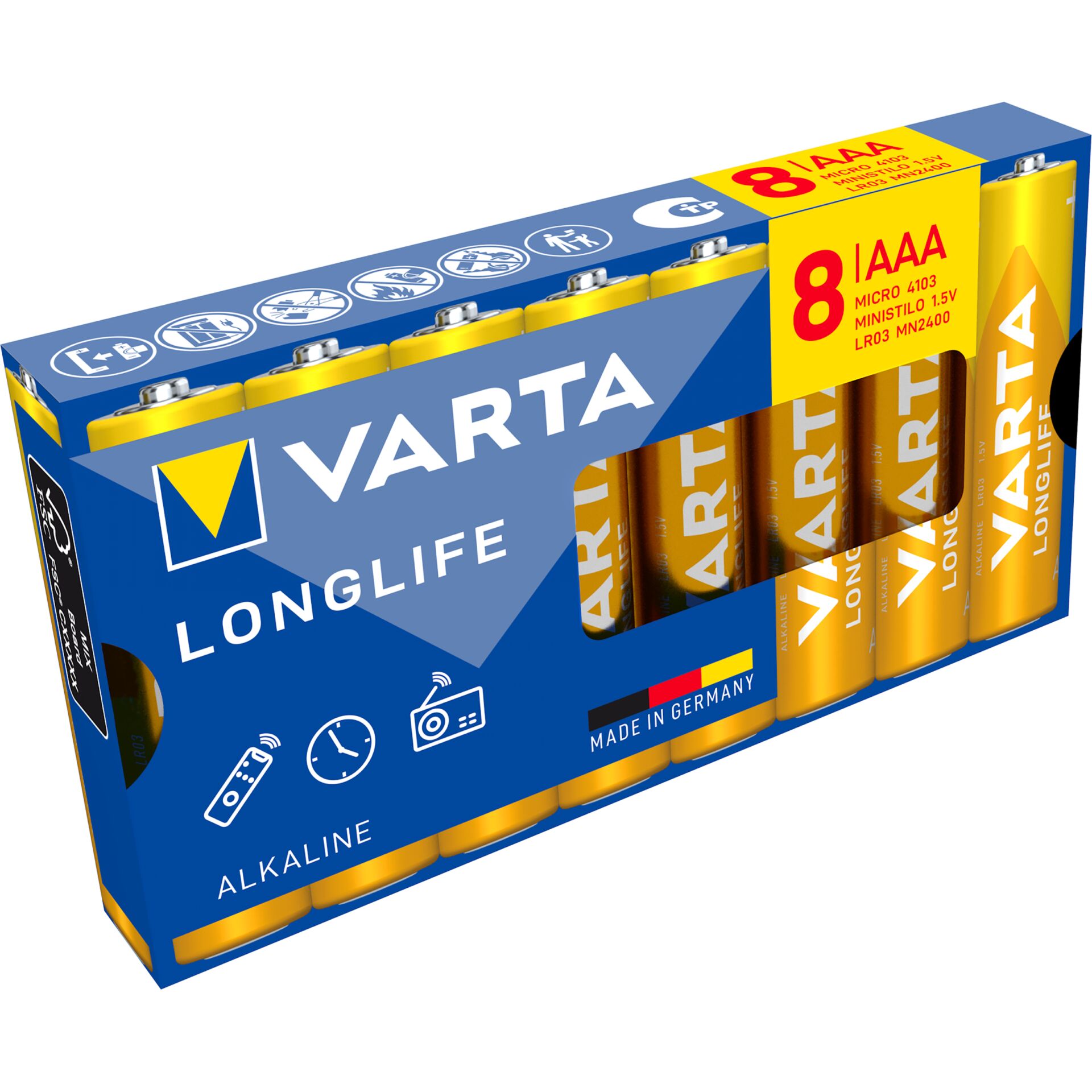 AA-Alkaline, AA-Batterien, 8-Stück, Longlife, Mignon