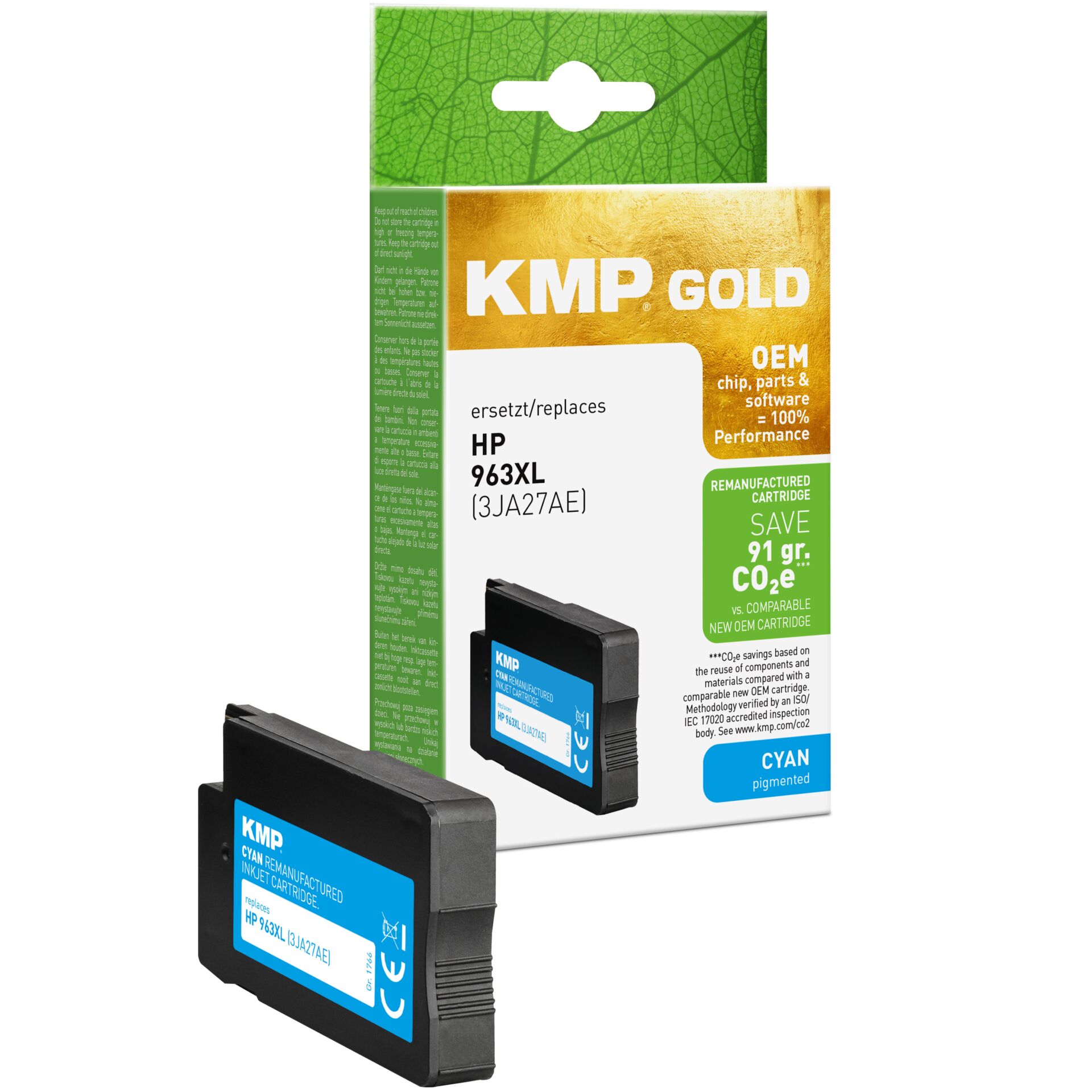 Adapter, Elektronik, Hardware, Computerausrüstung, Modem, Tintenpatrone, KMP Gold, HP 963XL, Cyan Restpatrone, Remanufactured Cartridge
