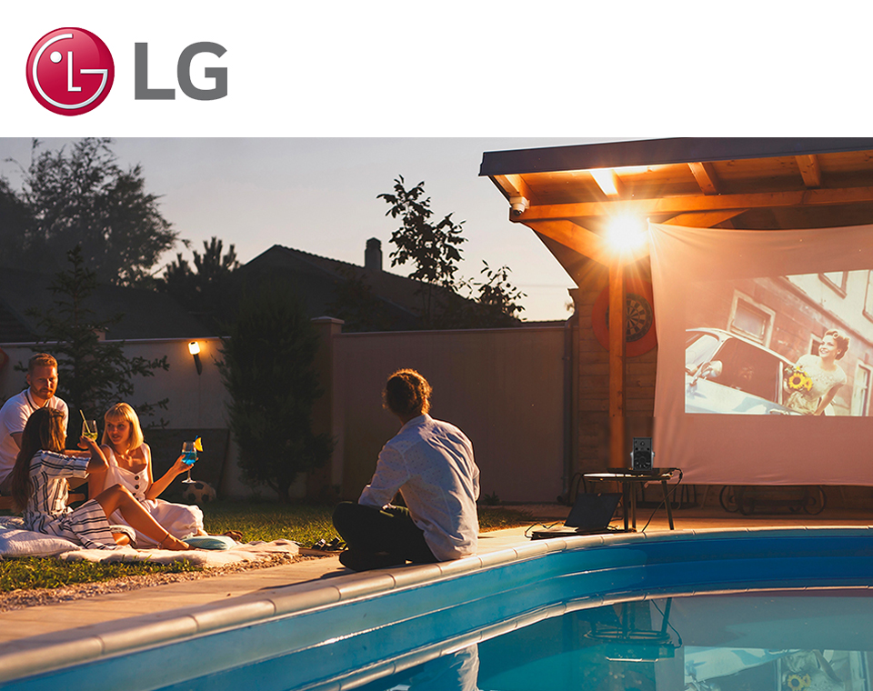 projektprojekt, pool, abendessen, filmprojektor, beamer