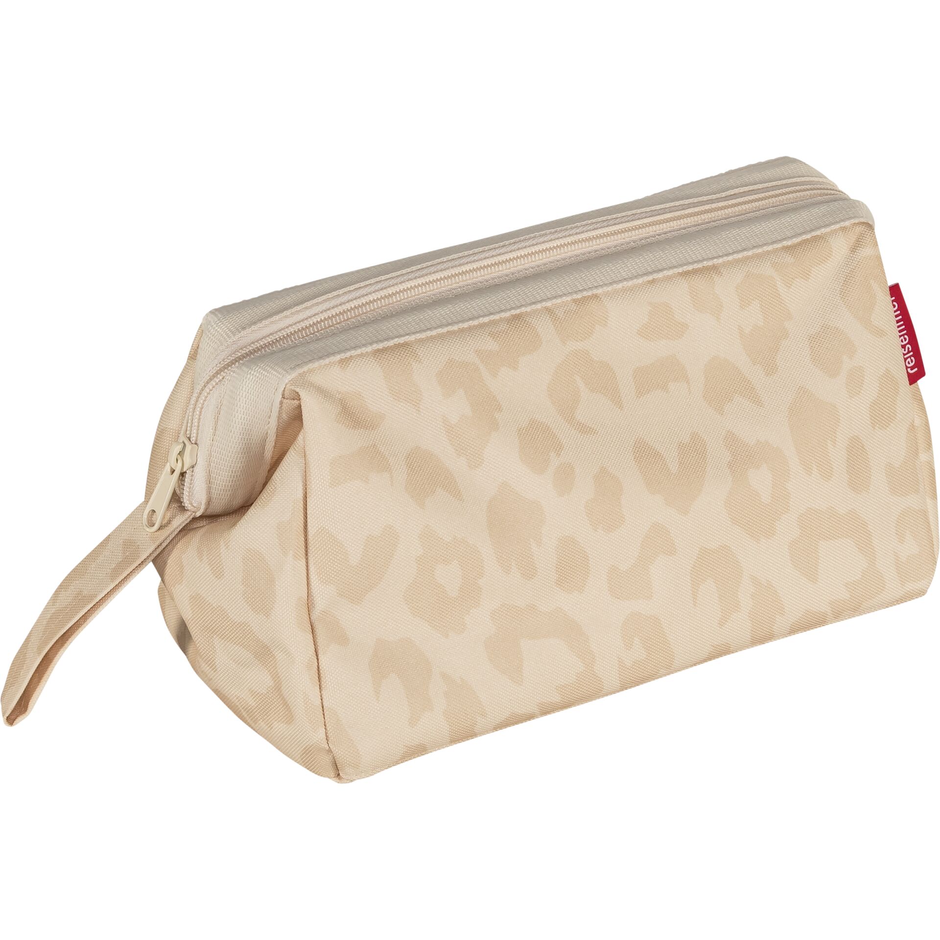 Kosmetiktasche, Täschchen, Leopardemuster, Beige, Reißverschluss
