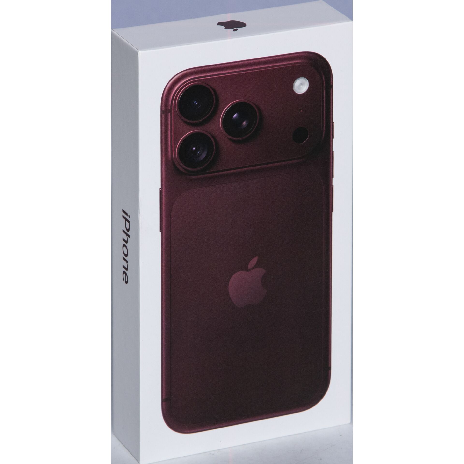 Smartphone, Burgunderrot, Dreifachkamera, Apple iPhone, Verkaufsverpackung